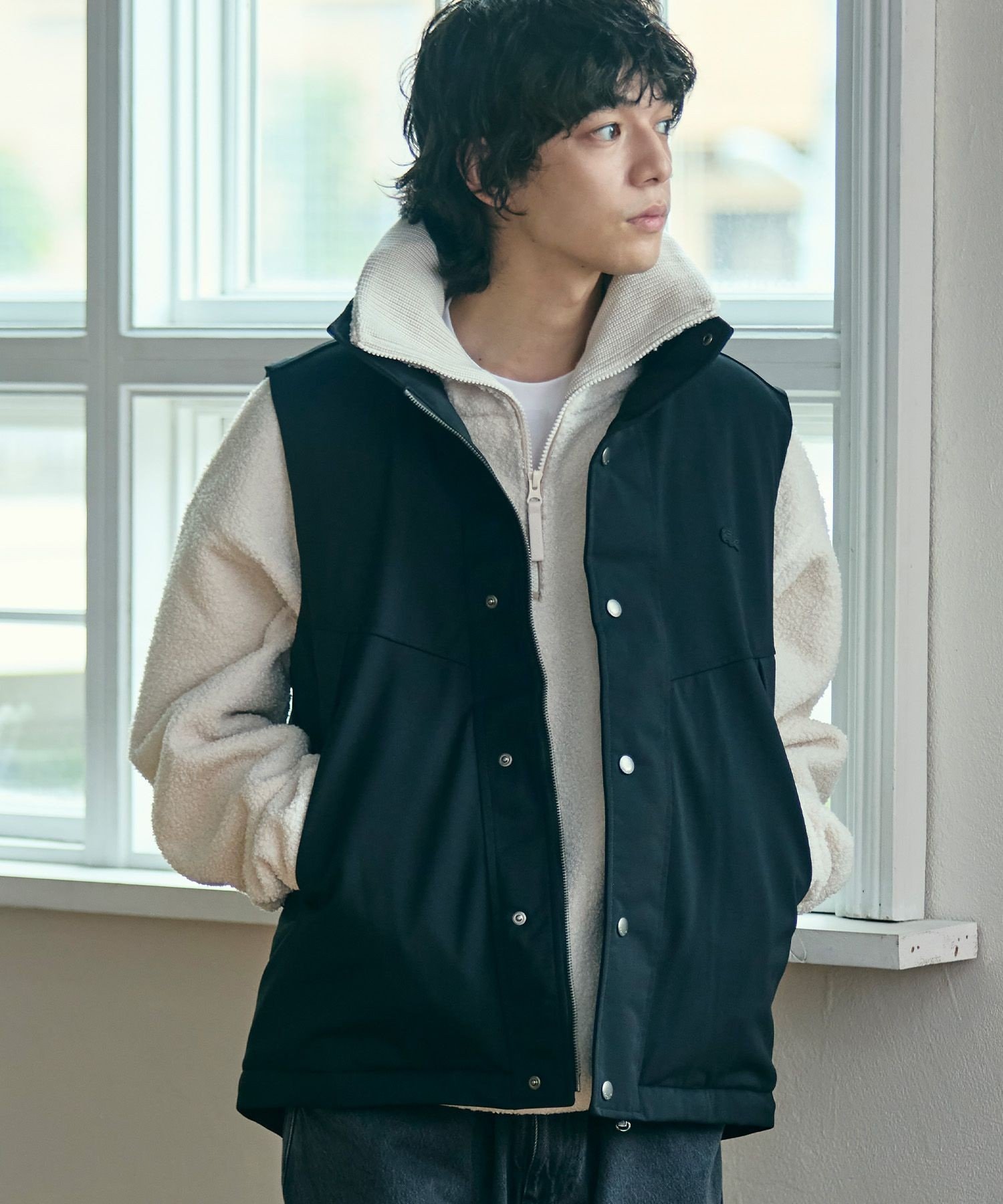 LACOSTE｜RDS認証ダウン 耐水透湿 ハイネック ジップアップ ピケダウン