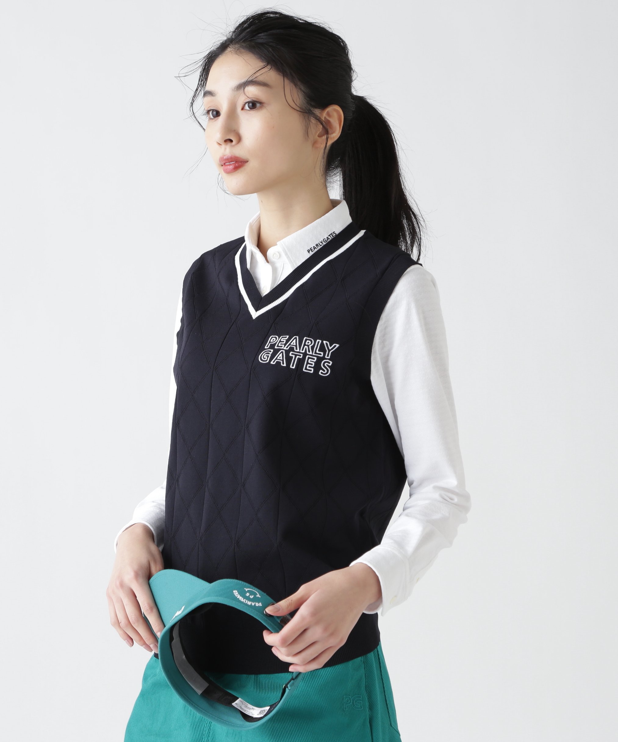 PEARLY GATES｜PG is PG ロゴジャガードVネックニットベストプル