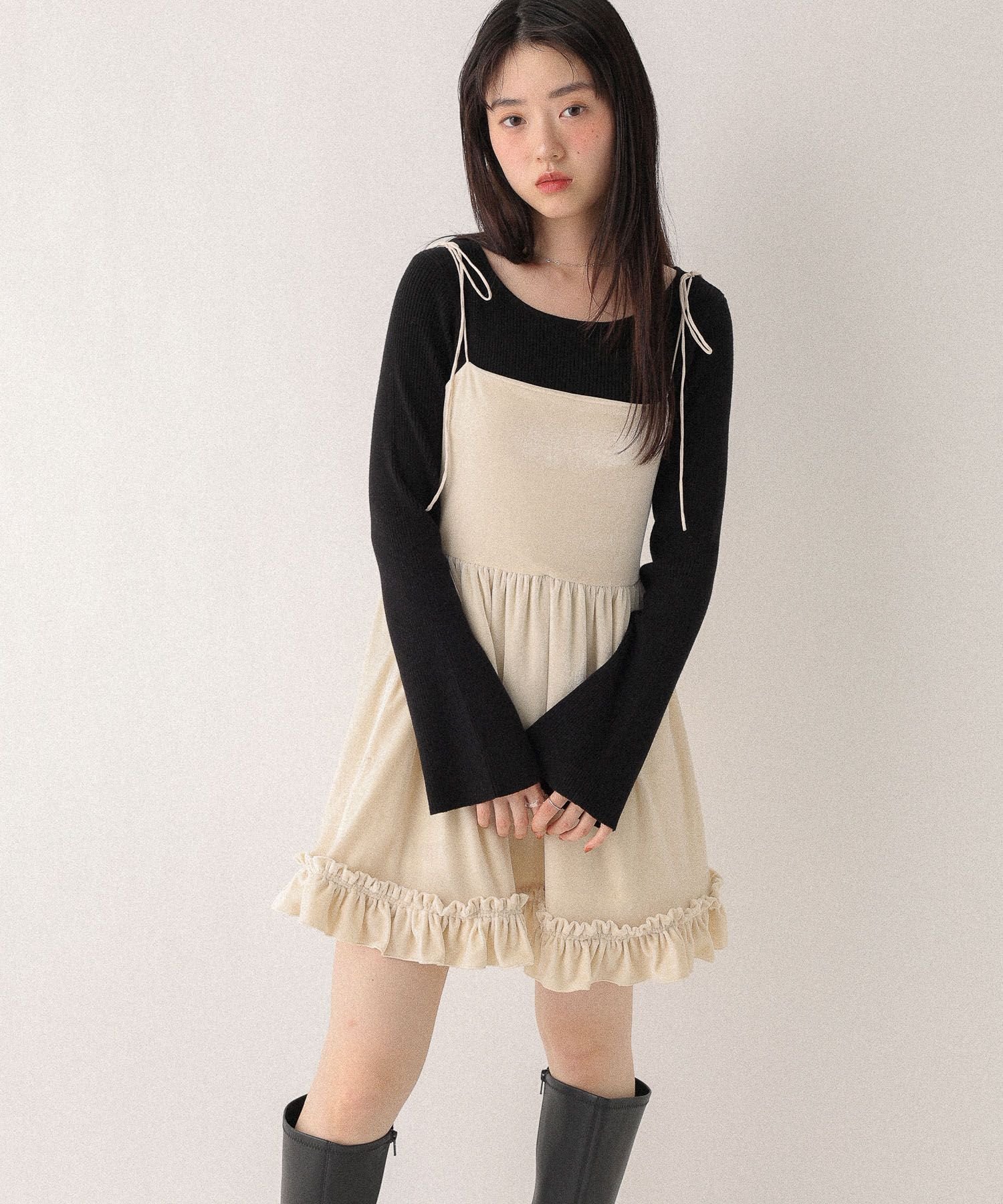 Heather｜ベロアフリルキャミミニワンピース | Rakuten Fashion(楽天