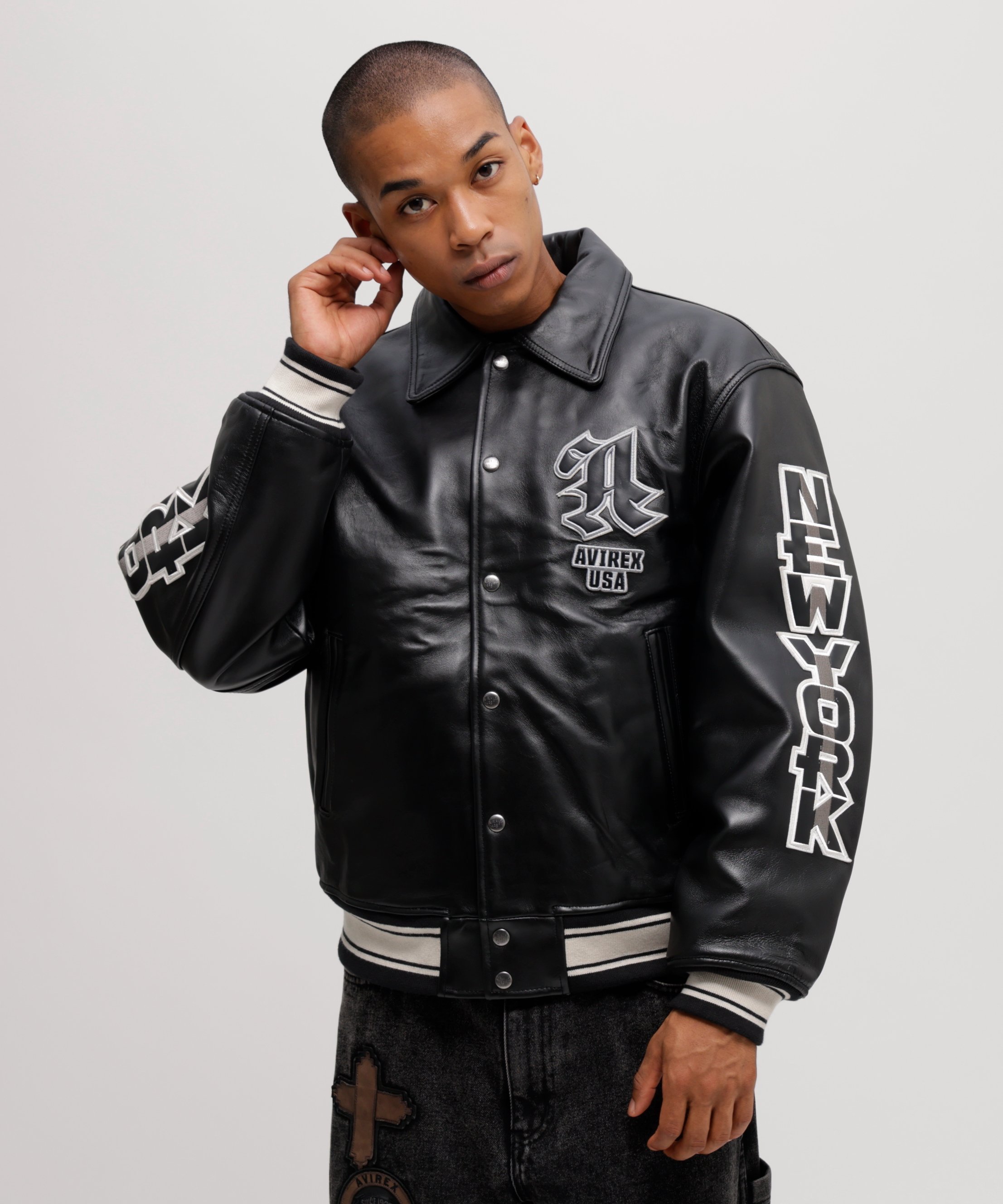 AVIREX｜《50th Anniversary》GRAPHIC VARSITY LEATHER JACKET