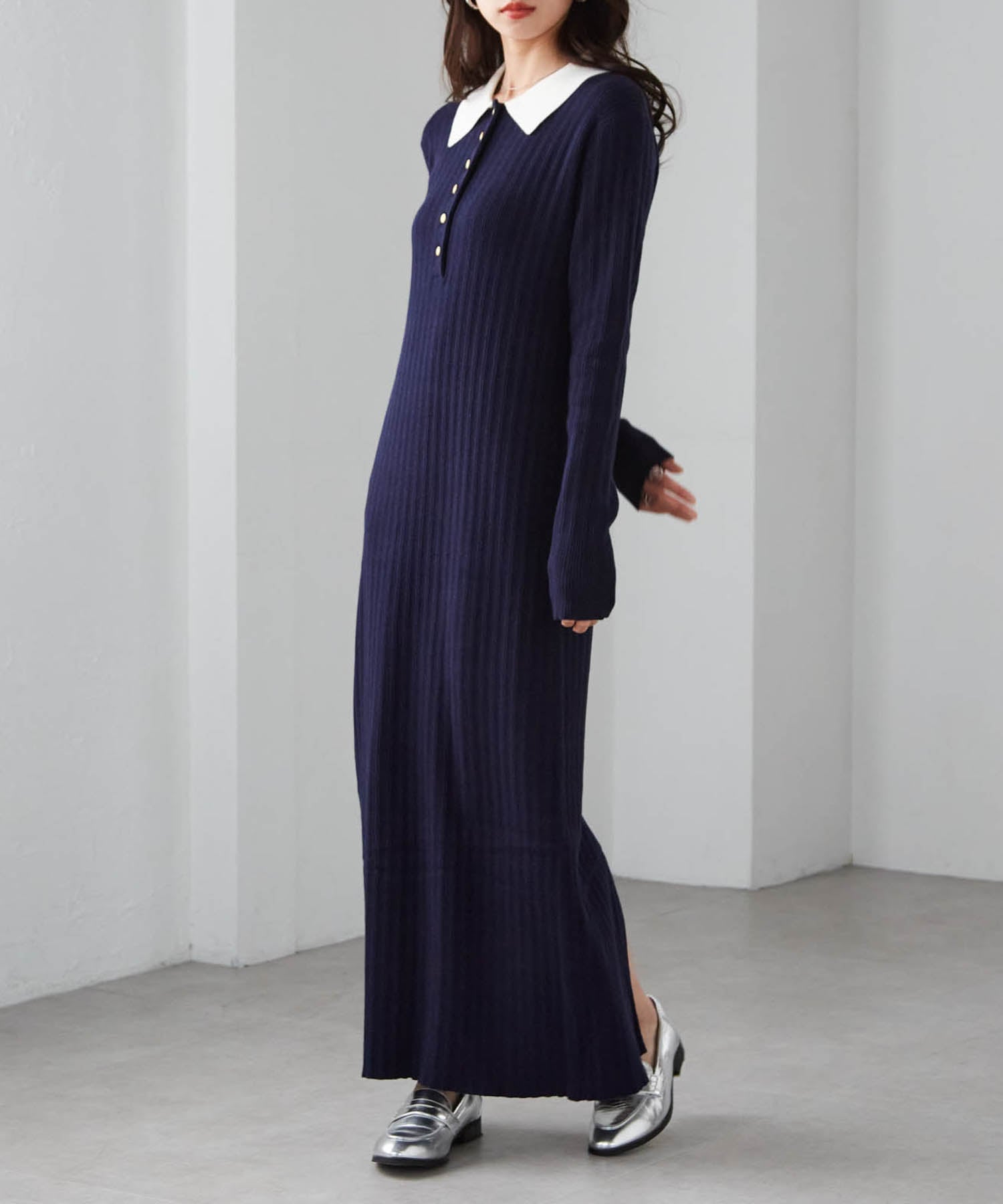 Ranan｜Ranan(W)ポロカラーリブニットワンピース | Rakuten Fashion