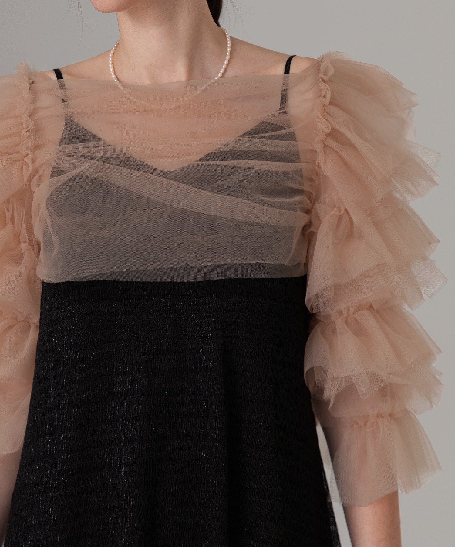 Leja｜LEJA-ティアードフリルチュールボレロワンピースドレス 結婚式