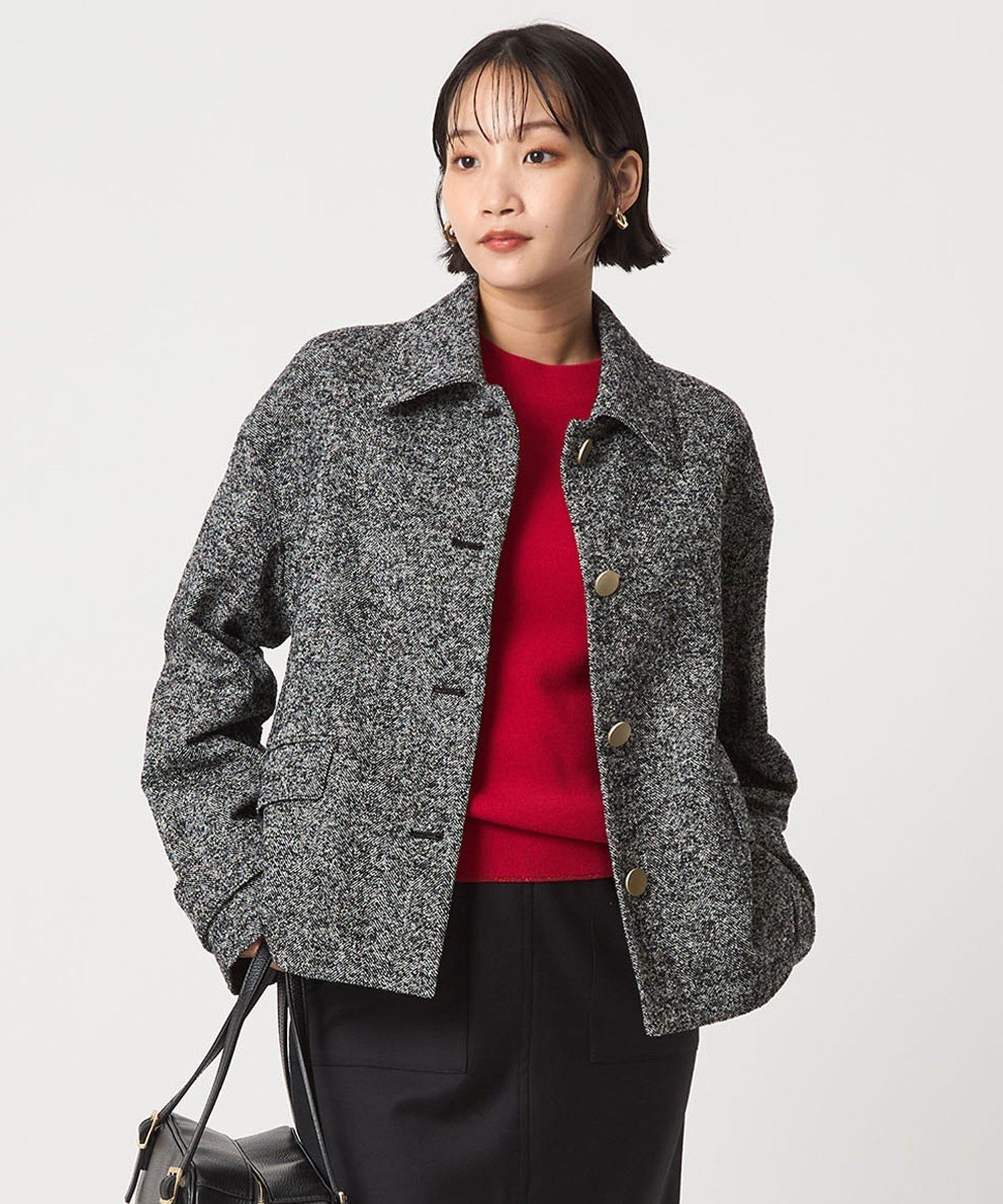 UNITED ARROWS green label relaxing｜ヘリンボーン 襟付き ショート