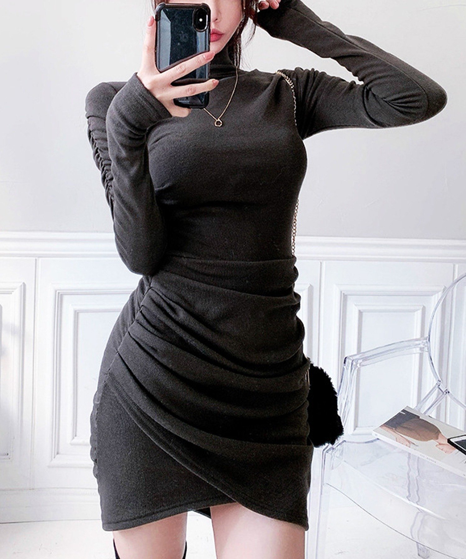aimoha｜【Jasmine】ハイネックミニワンピース | Rakuten Fashion(楽天