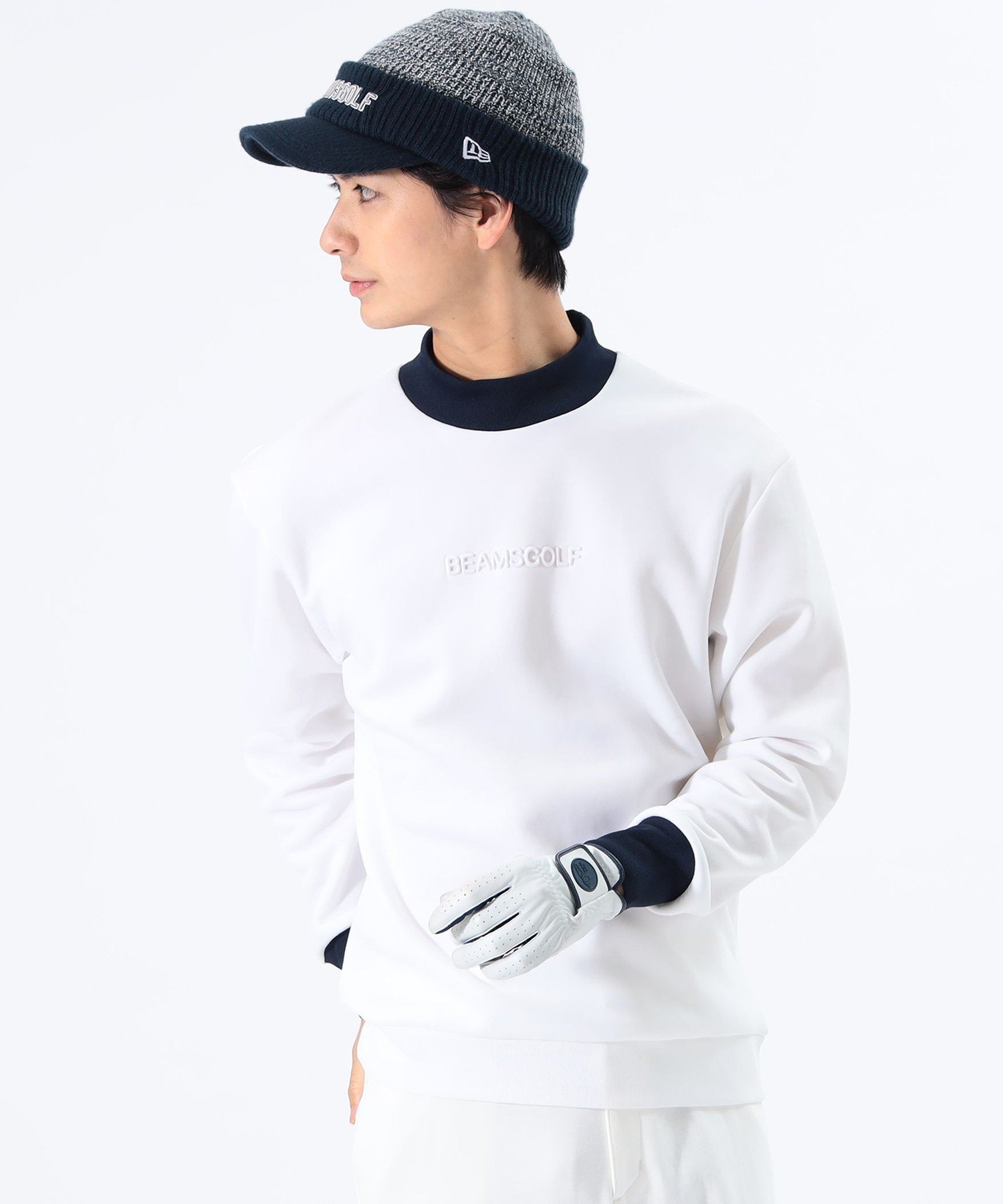 BEAMS GOLF｜ORANGE LABEL / エンボス モックネック プルオーバー