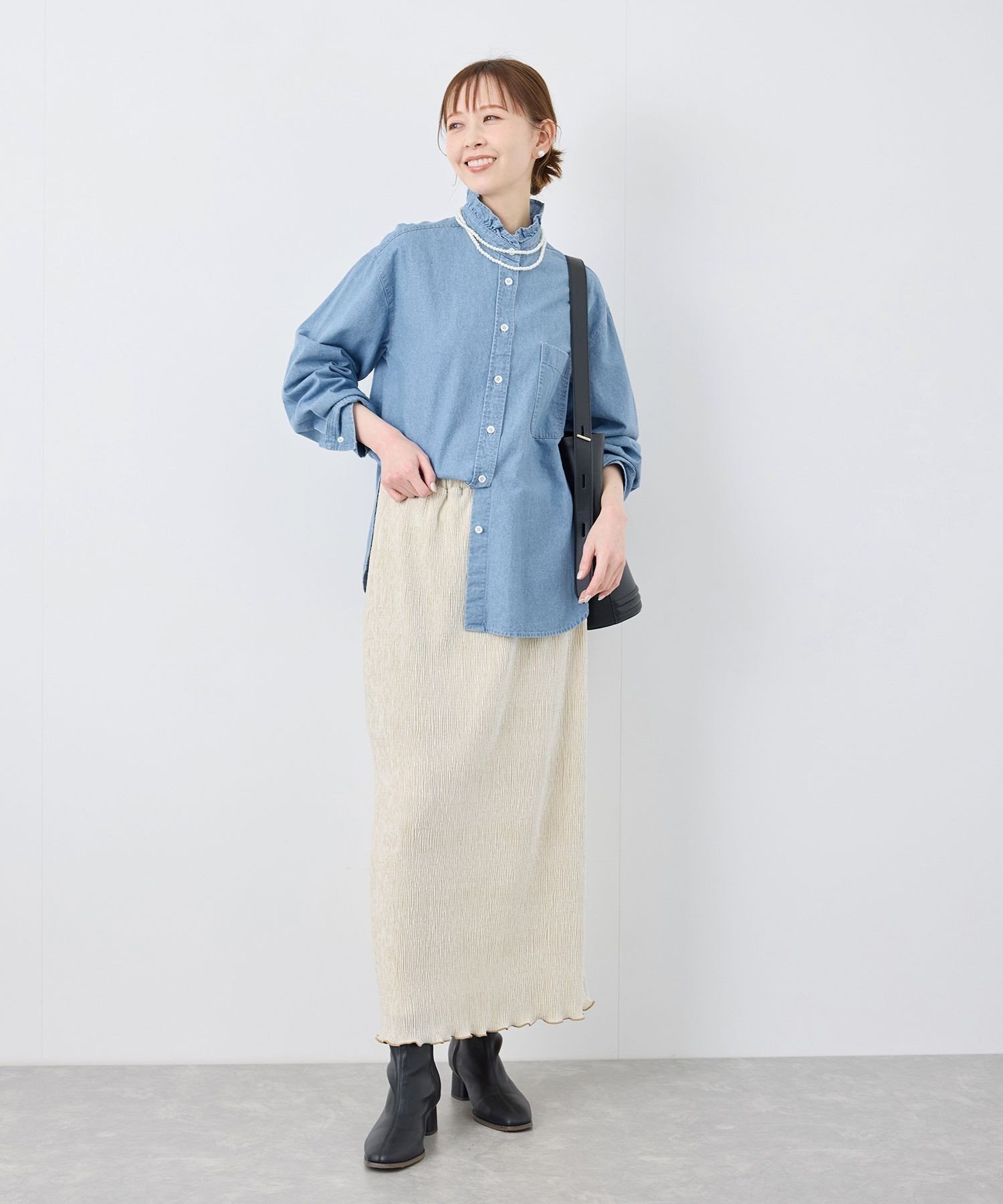 ROPE' PICNIC｜フリルカラーデニムシャツ | Rakuten Fashion(楽天