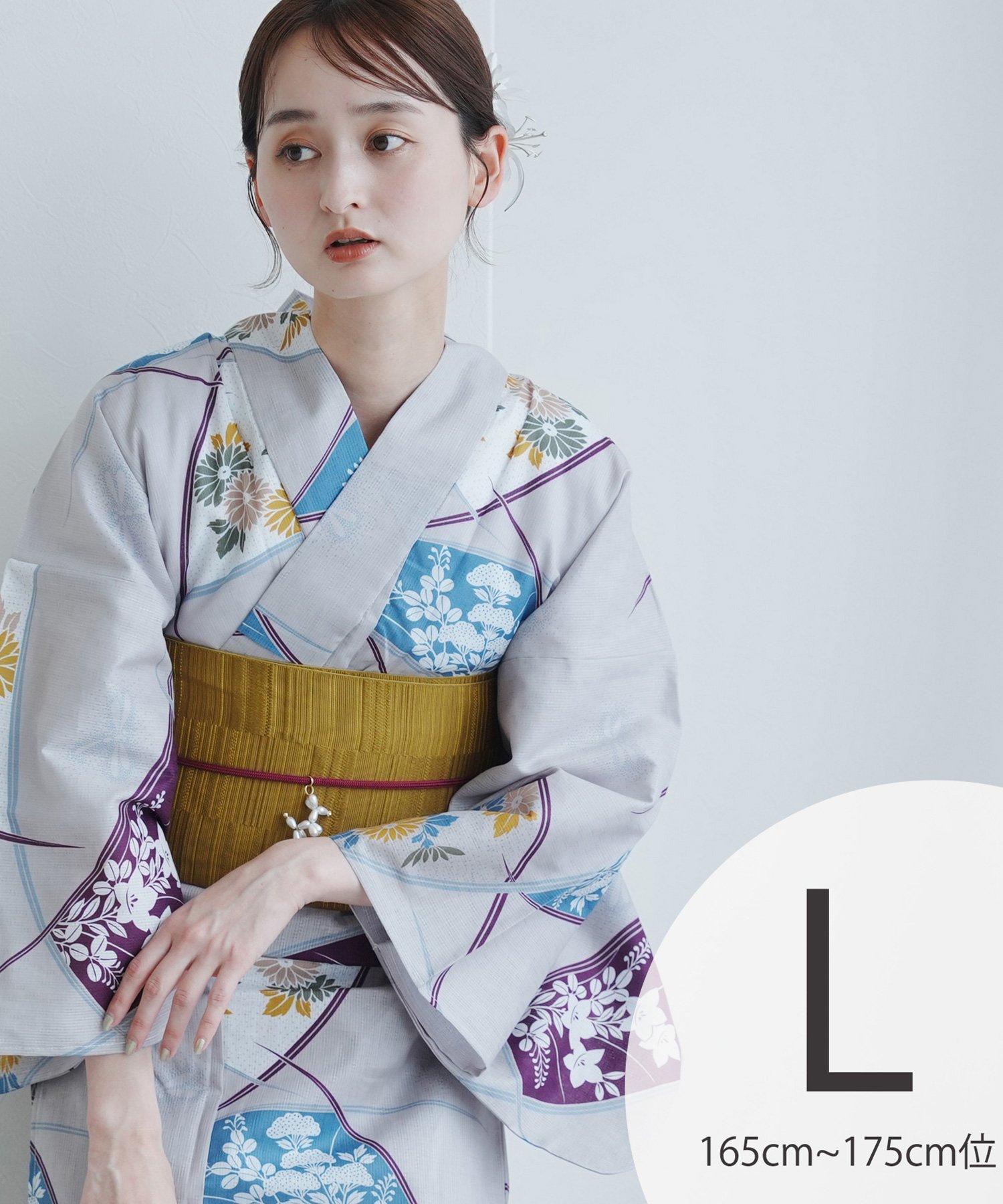 utatane｜(W)浴衣3点セット 綿麻 涼しげ上品糸菊 | Rakuten Fashion
