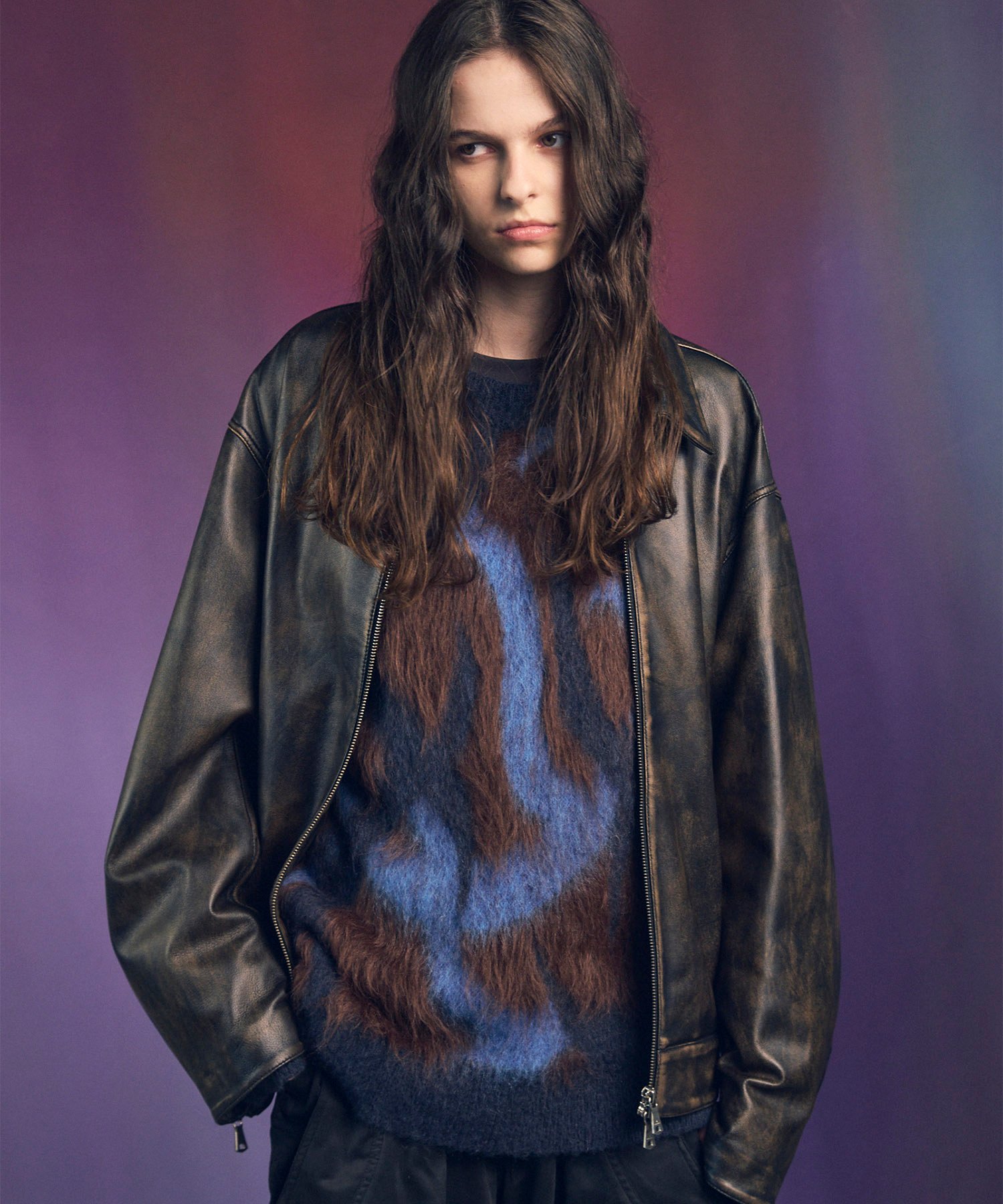 MAISON SPECIAL｜Sheep Leather Prime-Over Single Rider Collared