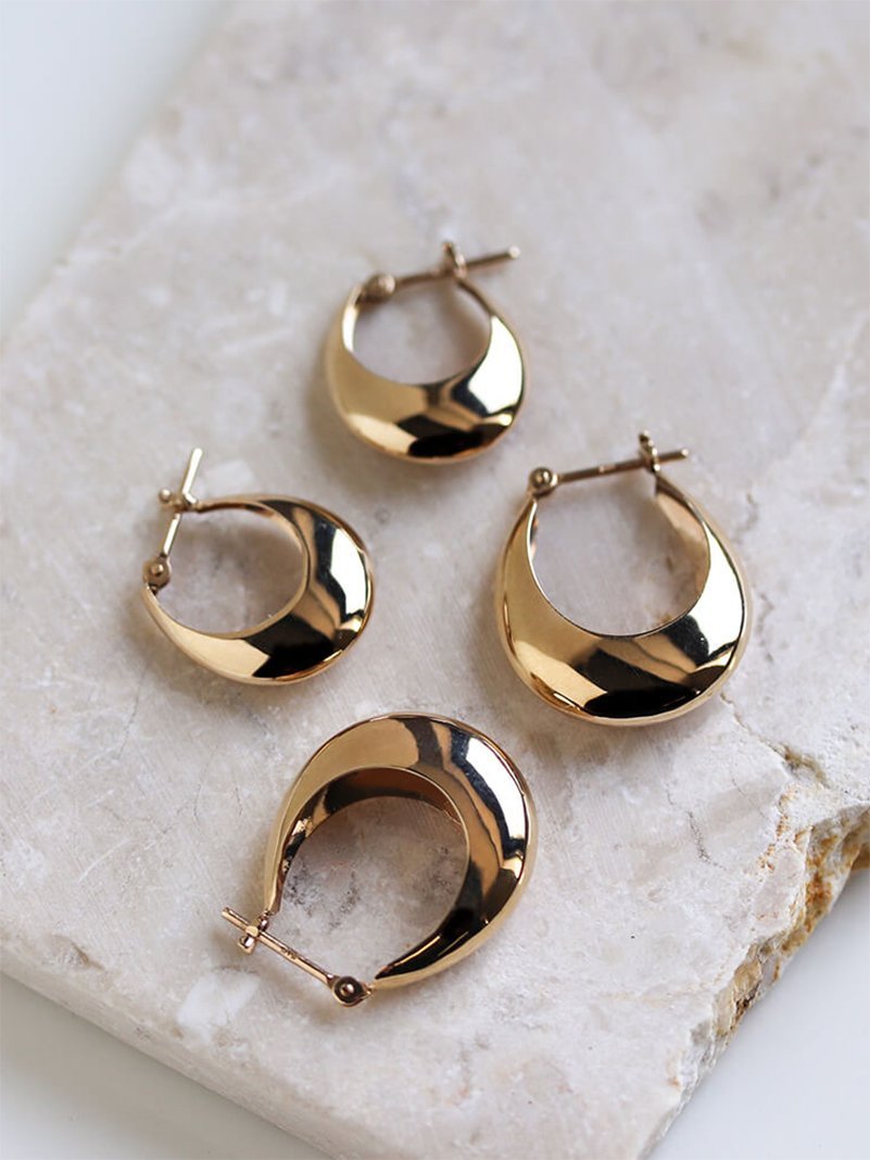 cui-cui｜ゴールド ラウンド スナップ フープ ピアス S | K10YG