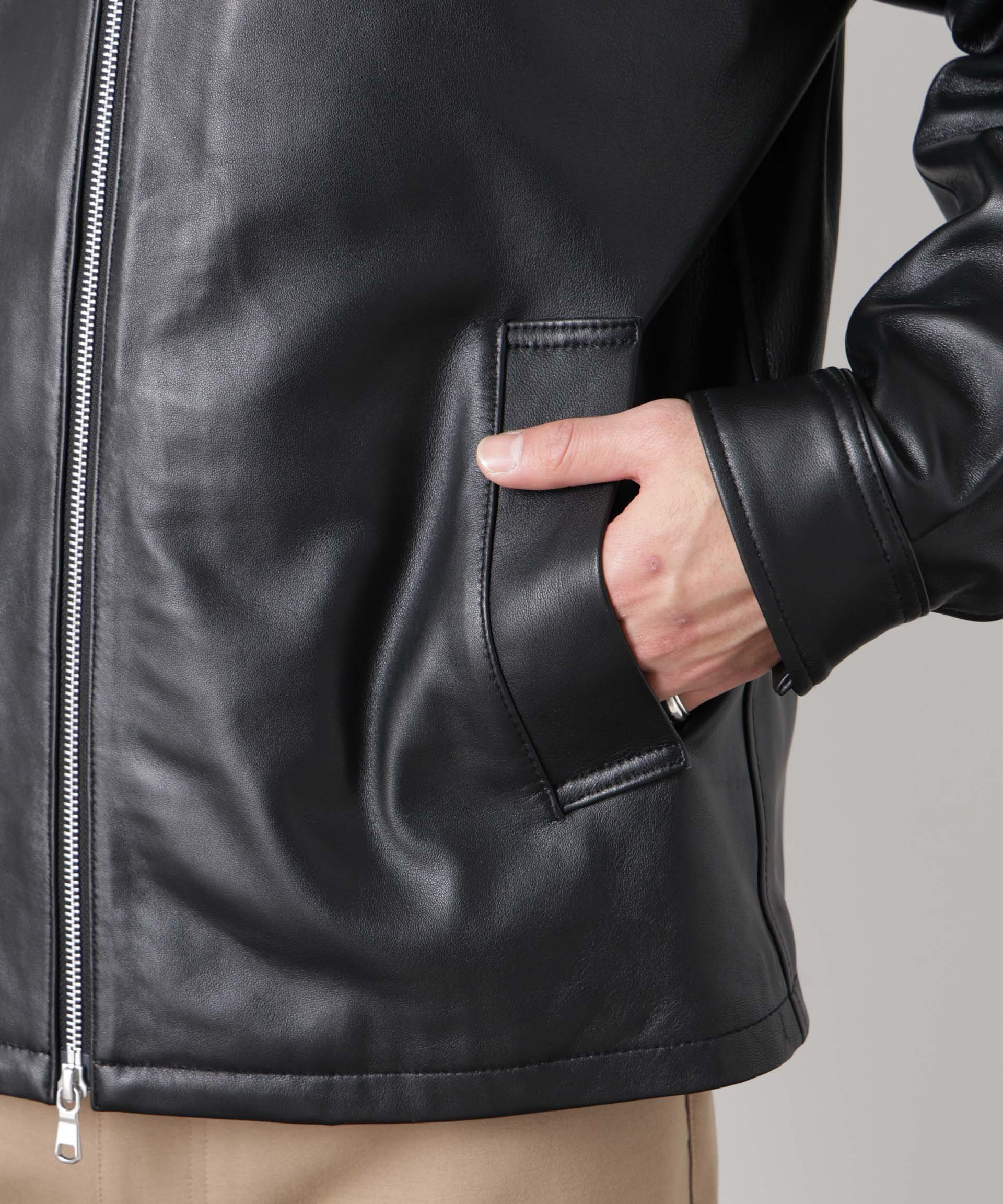 NANO universe｜レザーシングルライダースジャケット | Rakuten