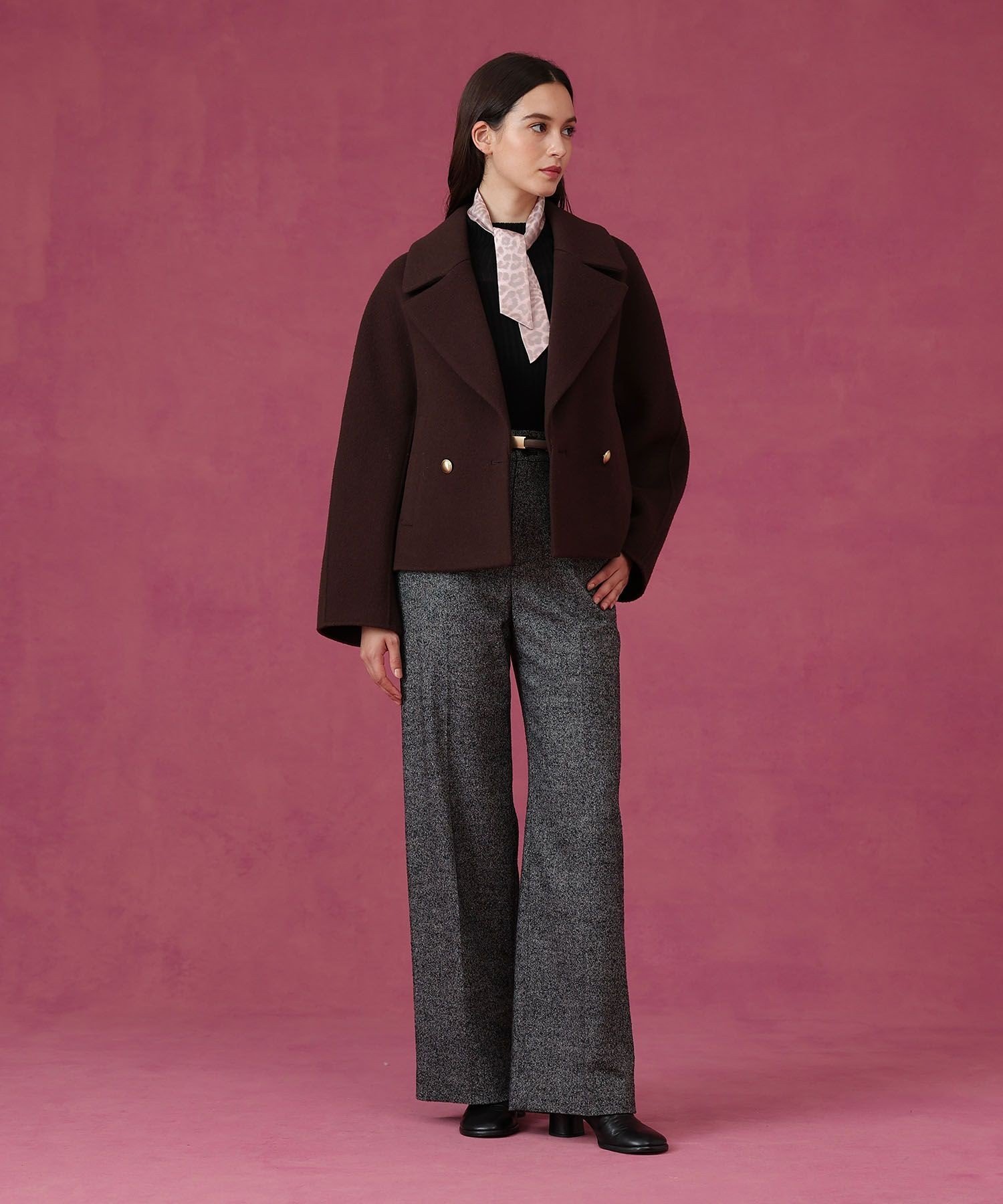 ANAYI｜【セットアップ対応商品】ウールシルクツイードワイドパンツ