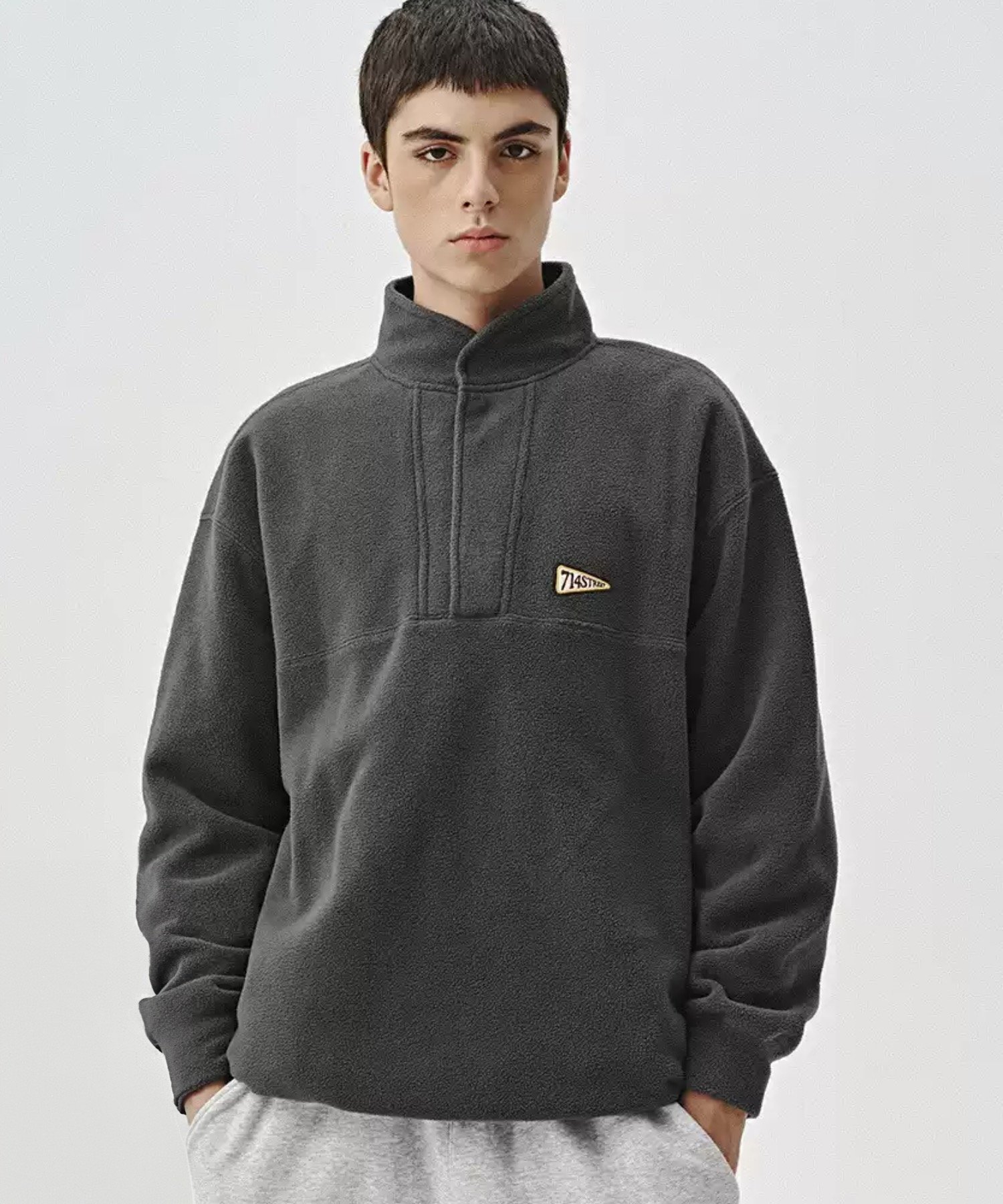 chuclla｜ハーフボタンプルオーバーフリース ユニセックス 7ST24W2TP01