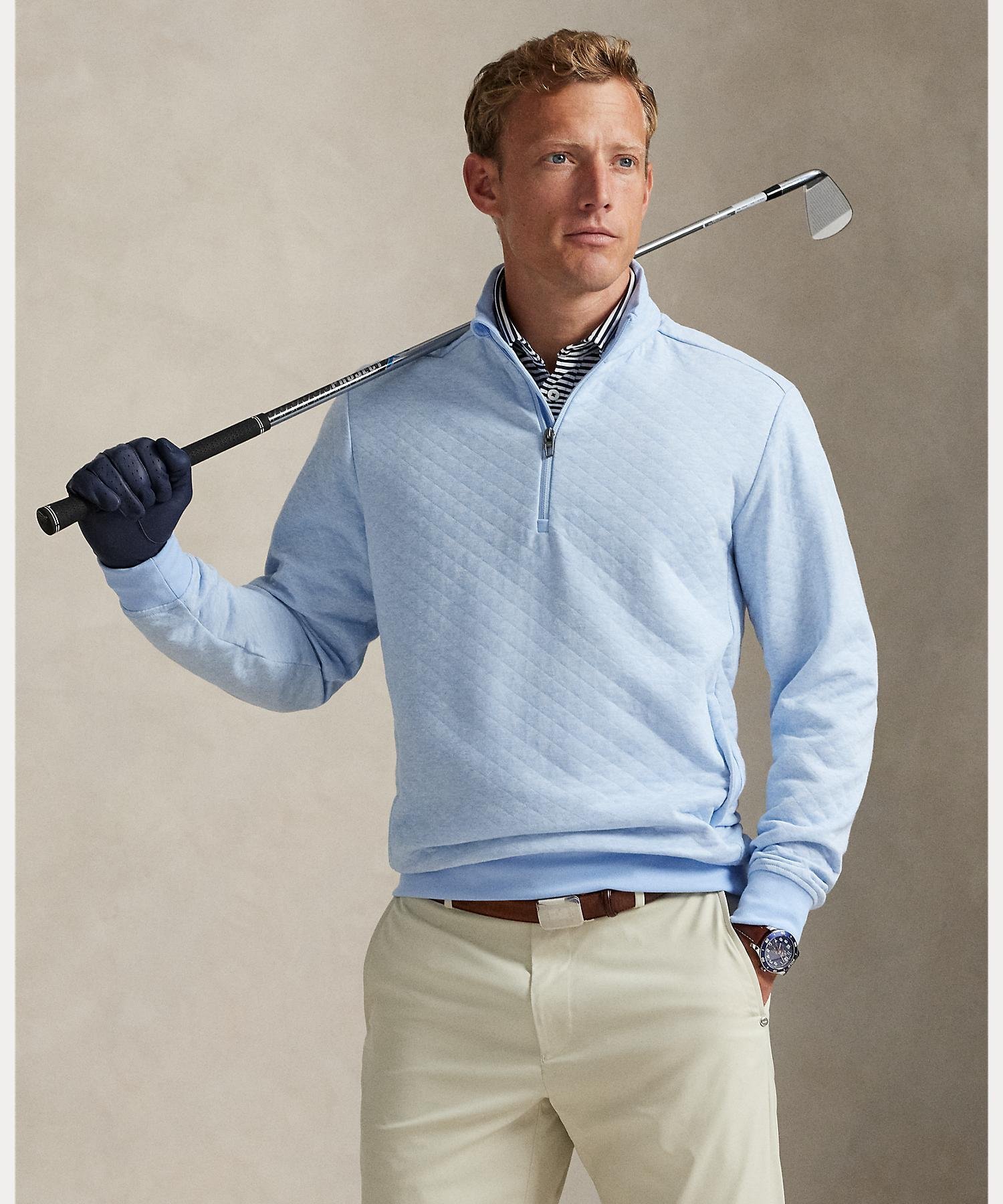 RALPH LAUREN｜(RLX)キルテッド ダブルニット モックネック スウェット