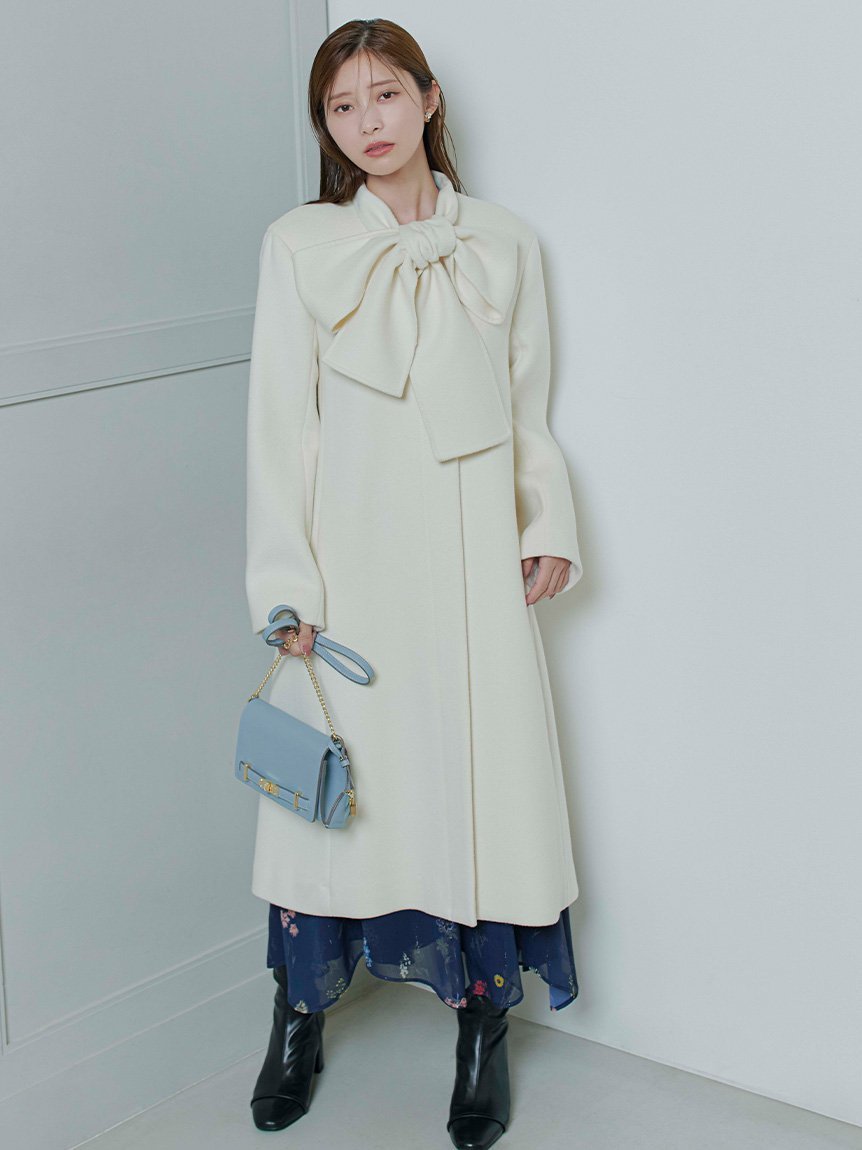CELFORD｜リボンストール付きノーカラーコート | Rakuten Fashion(楽天