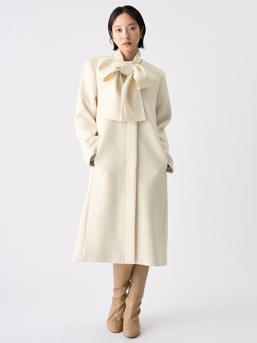 CELFORD｜リボンストール付きノーカラーコート | Rakuten Fashion(楽天