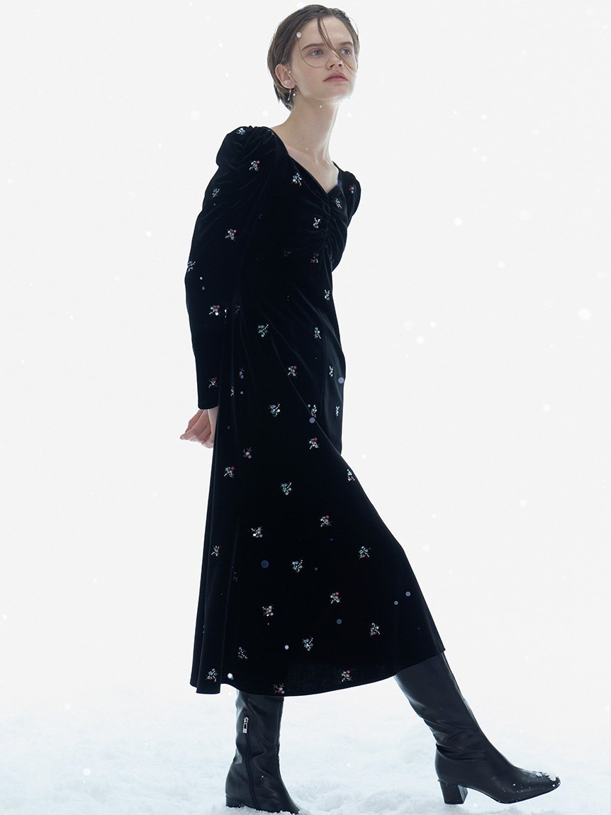 CELFORD｜花柄刺繍ベロアワンピース | Rakuten Fashion(楽天