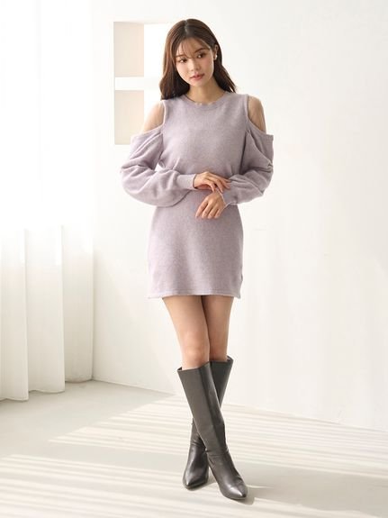 SNIDEL｜シースルーショルダーニットワンピース | Rakuten Fashion