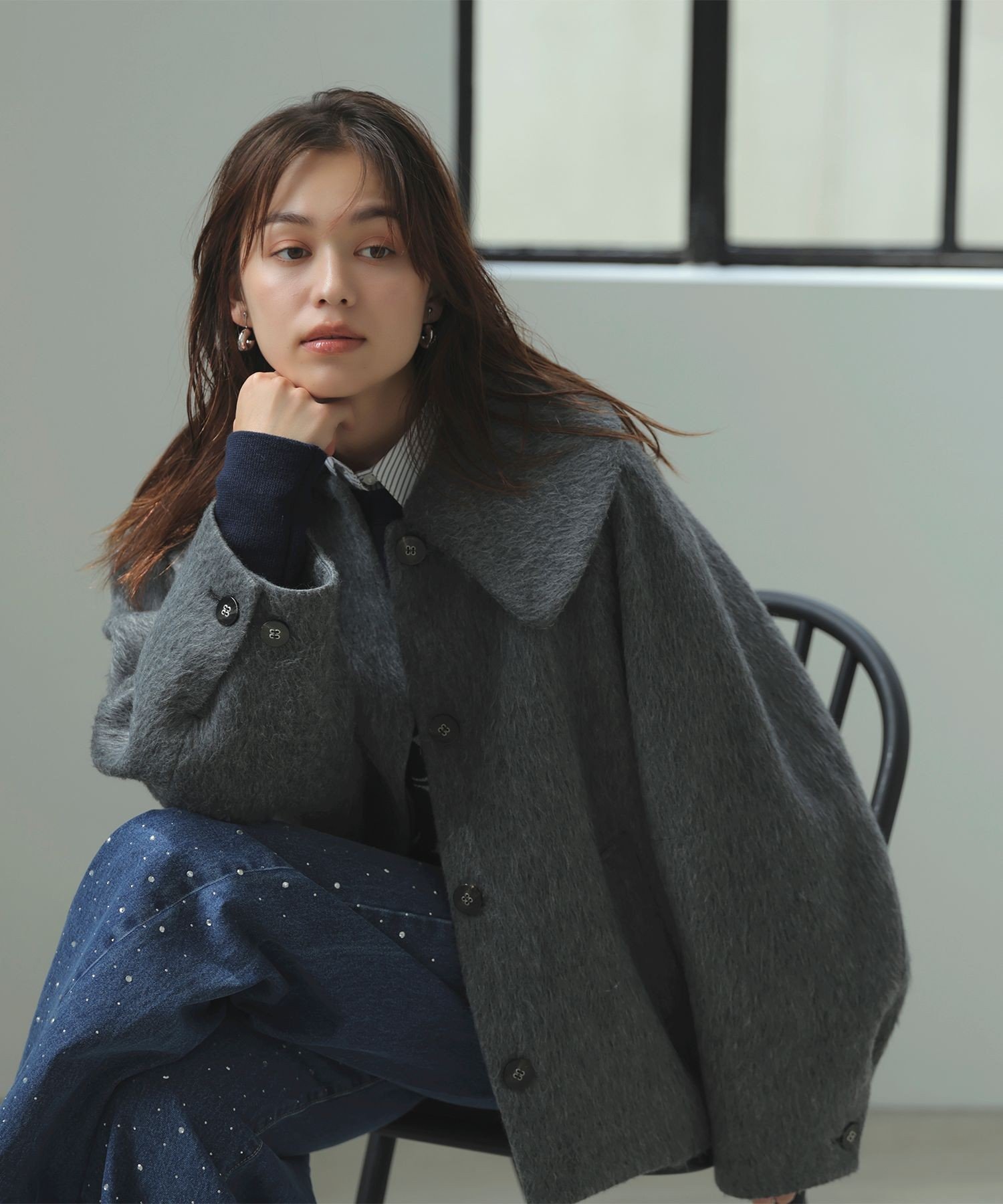 VIS｜【アウター総選挙1位】ビッグカラーモモンガシャギーショート