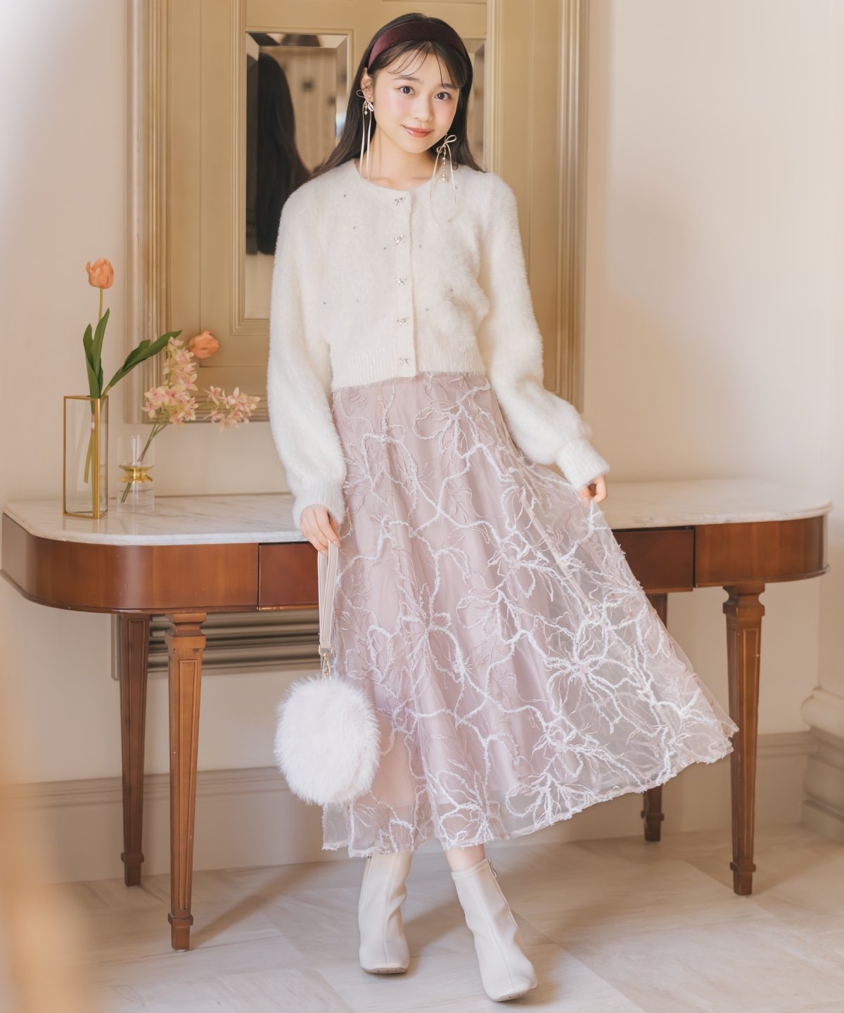 WILLSELECTION｜ラメ刺繍チュールフレアスカート | Rakuten Fashion