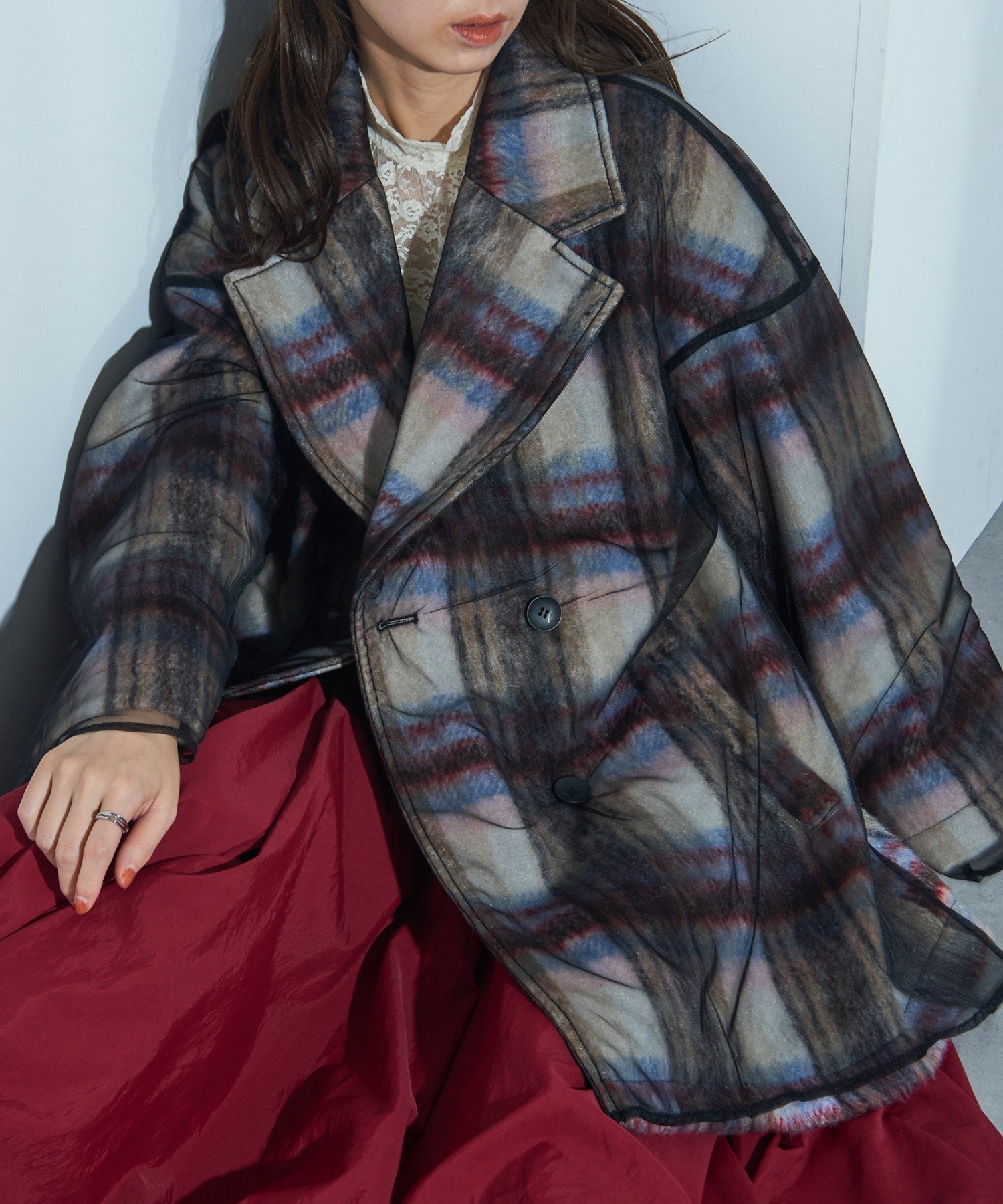 SETUP7｜MAISON BREEZE reveur/シャギーチェックチュールレイヤード