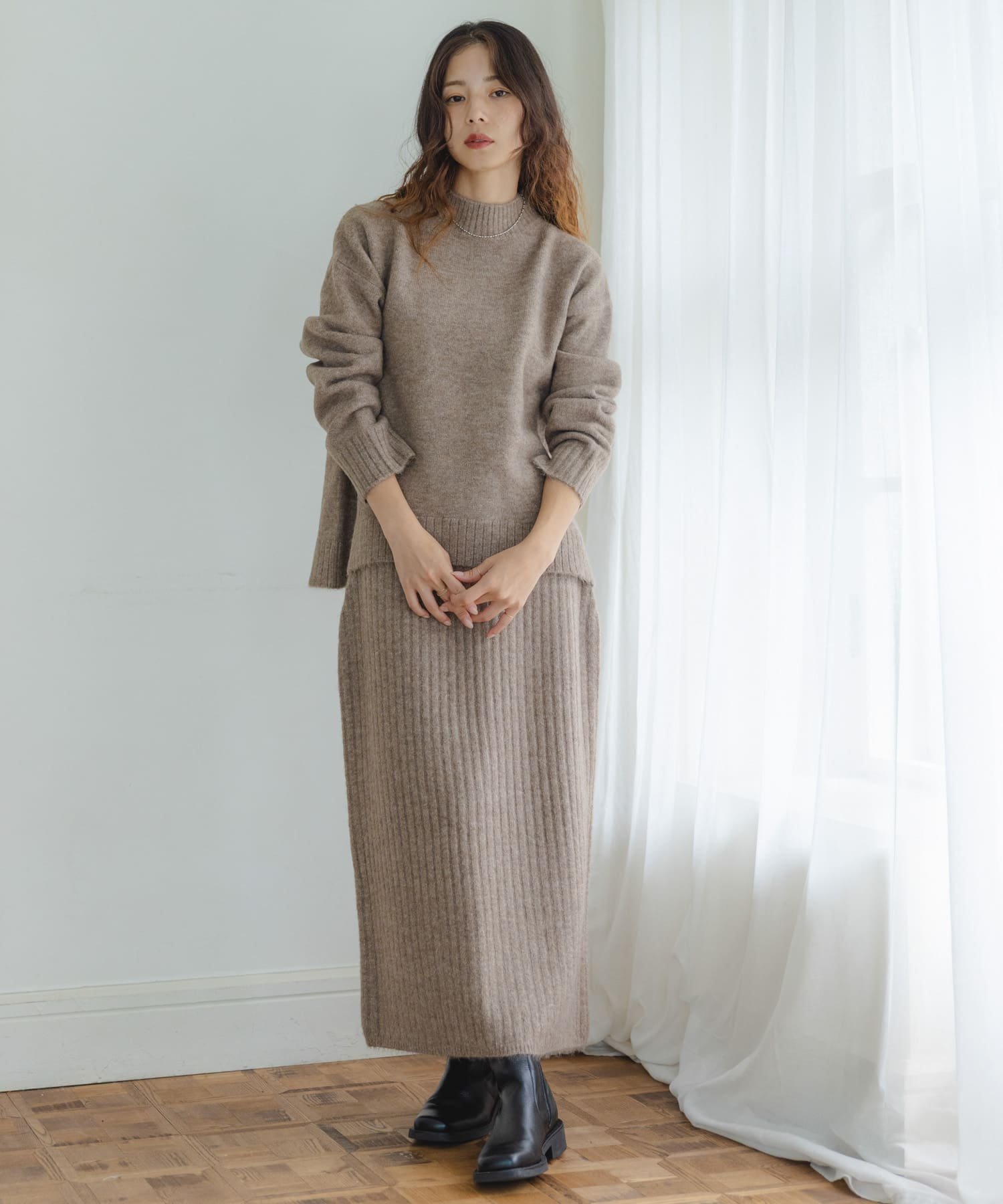 Sonny Label｜『WEB限定』モックネックニット×スカートセットアップ