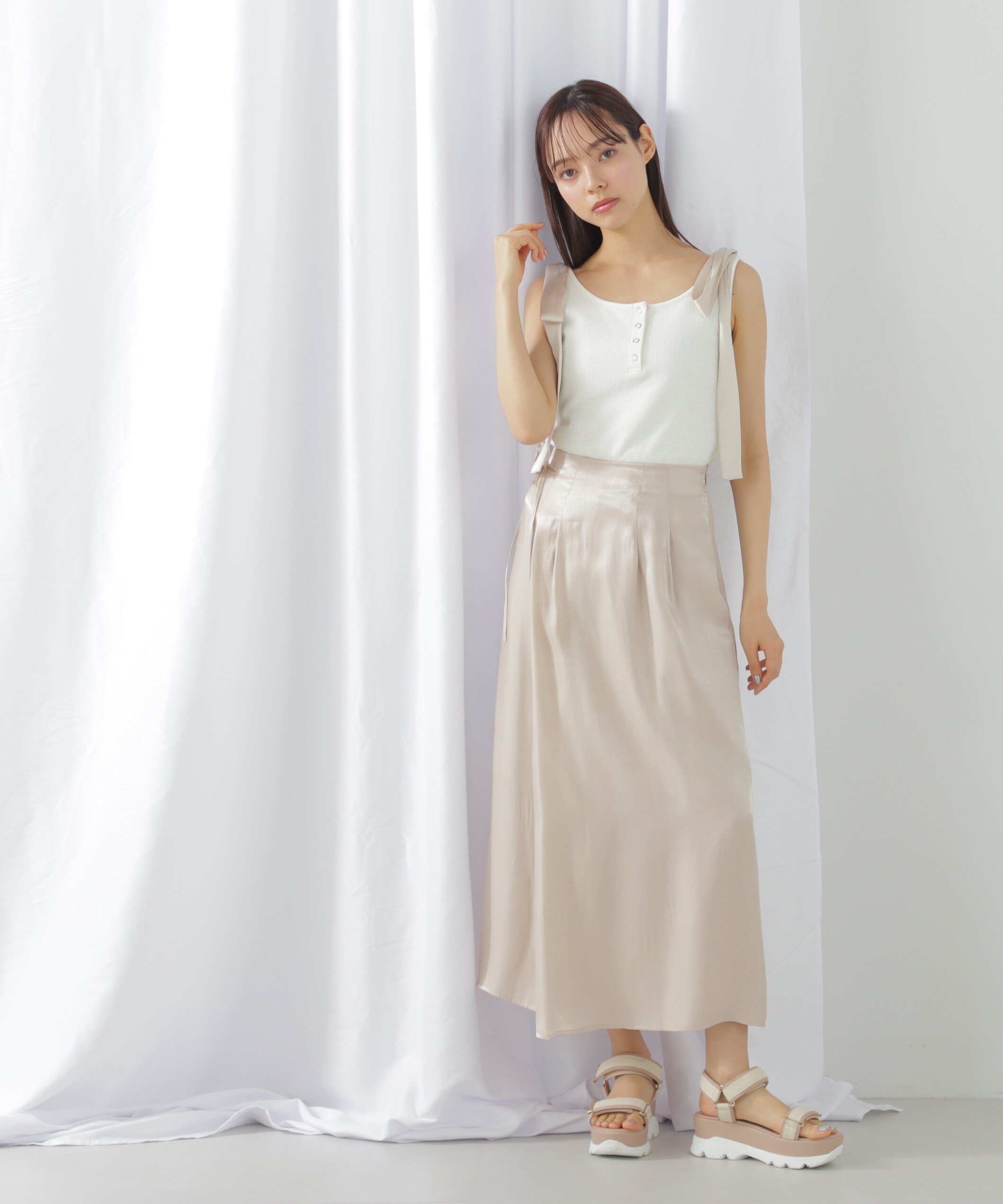 JILL by JILL STUART｜シャンブレーサテンラップスカート | Rakuten