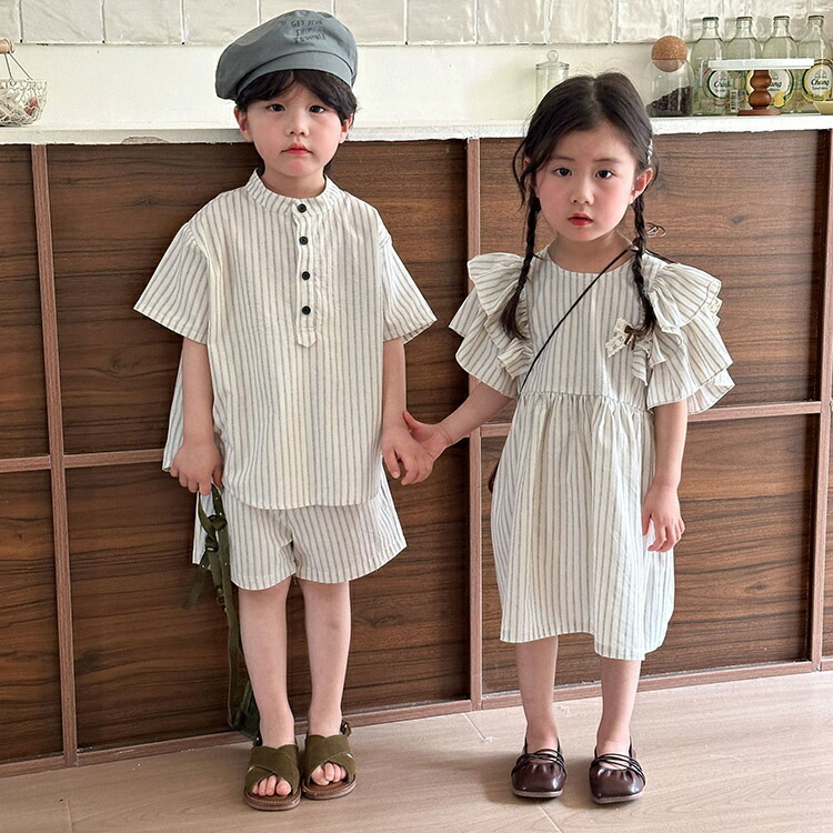 楽天市場】リンクコーデ 兄妹 縞柄 上下セット 姉弟 お揃い 子供服