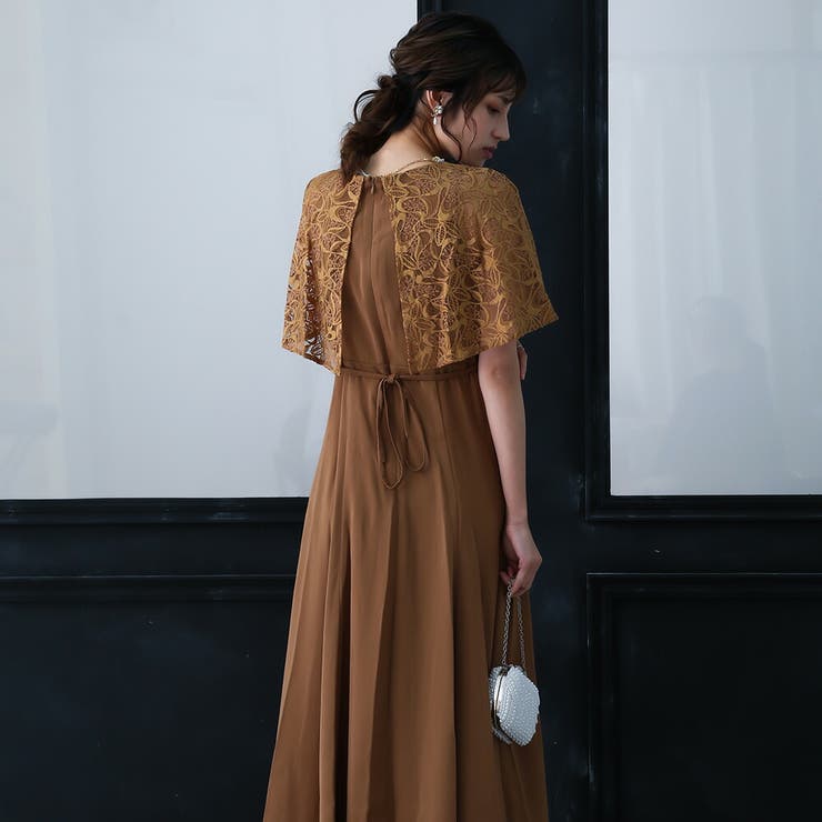 楽天市場】epicday レースケープフレアドレス 結婚式 パーティードレス