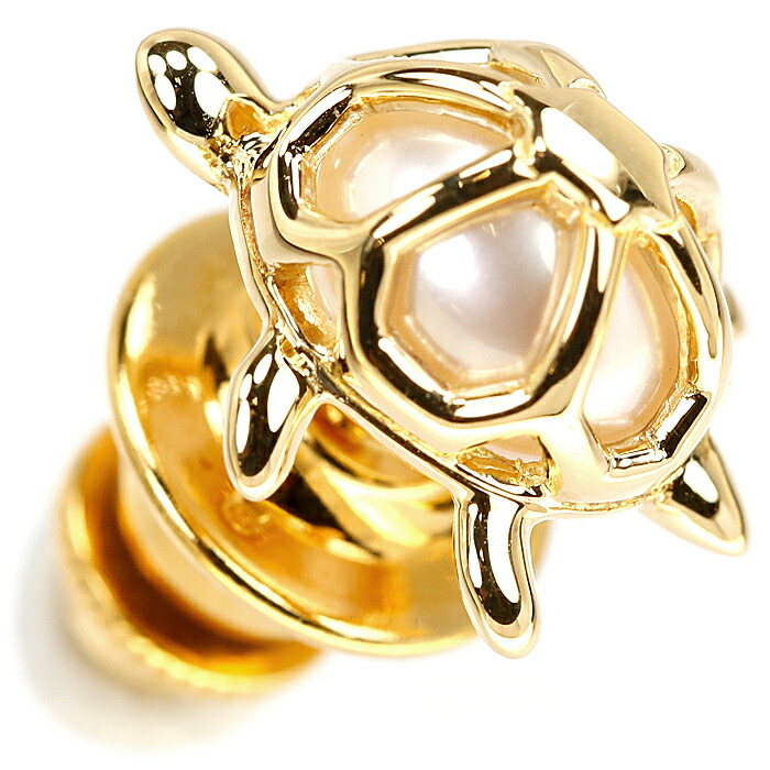 楽天市場】ミキモト 淡水パール ピンブローチ K18 イエローゴールド 亀