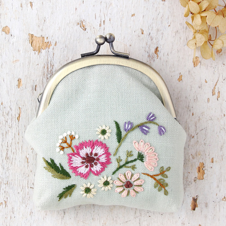 楽天市場】刺繍キット cosmo ボタニカル がまぐち(グリーン