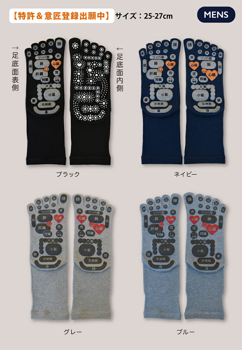 楽天市場】TSUBOレシピPLUS 両面足つぼ5本指ソックス 三笠 メンズ