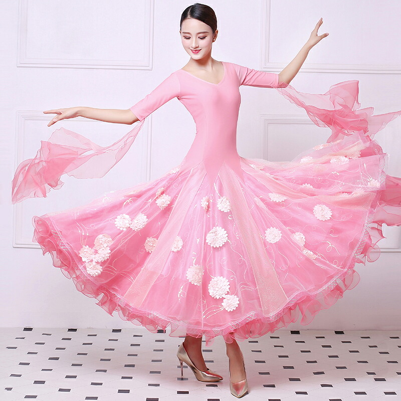 楽天市場】レディース 社交ダンス スパンコール 花モチーフドレス