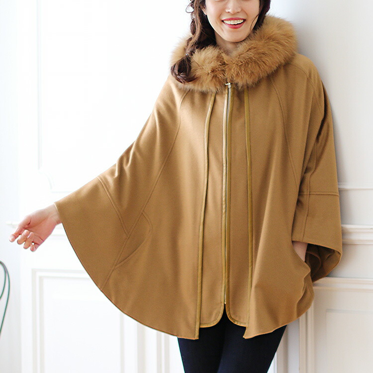 極美品♡ ルーニィ ケープコート 金ボタン フード メルトン キャメル