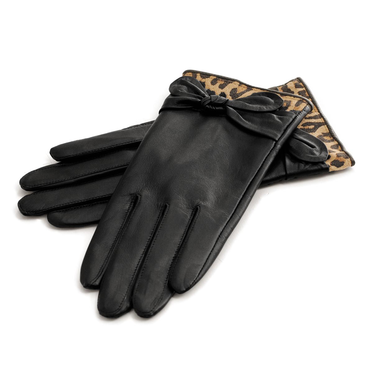 楽天市場】【期間限定価格】ラム革 グローブ リボン レオパード柄