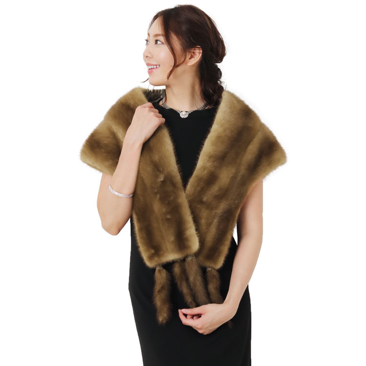 楽天市場】パステルミンク ストール フリンジ付き レディース ミンク