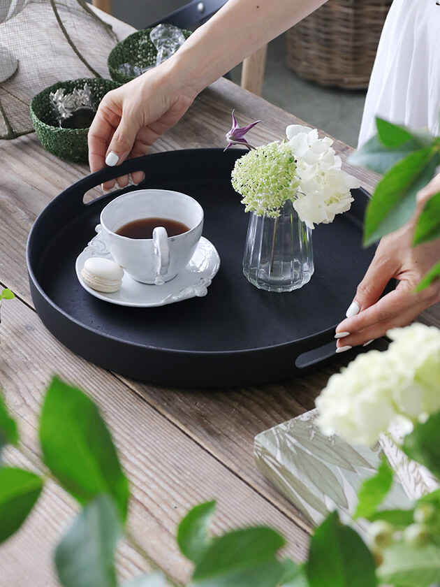 楽天市場】ラウンドトレー ブラック 35cm Fiorira un Giardino