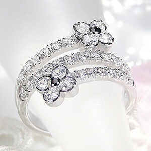 楽天市場】pt900【1.0ct】フラワー ダイヤモンド リングファッション