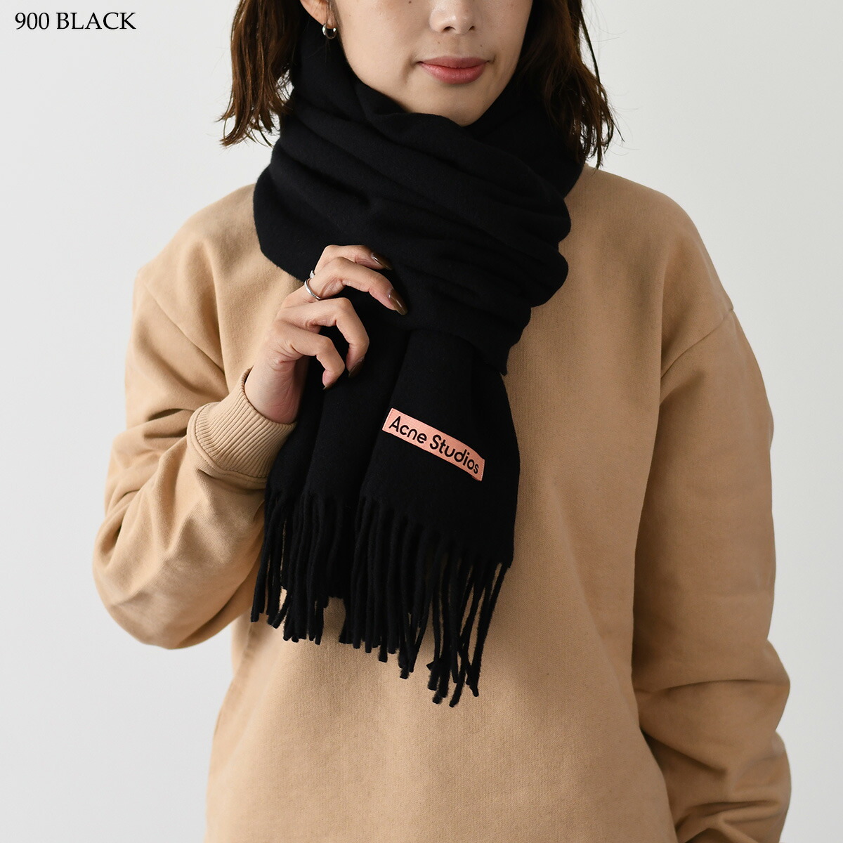 Acne Studios】ロゴマフラー ウール混 ブラウン ベージュイタリア製