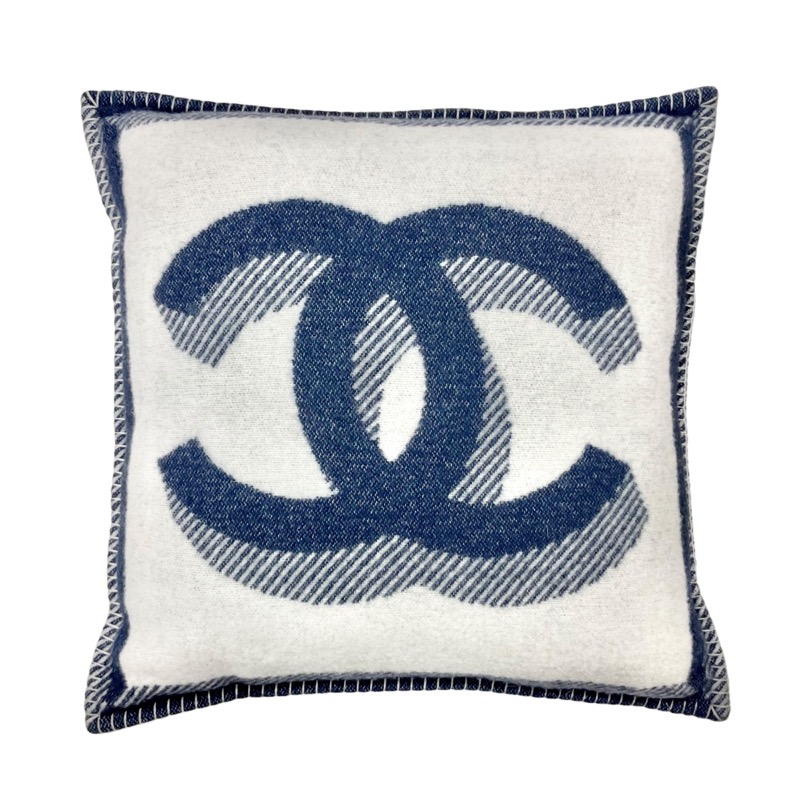 楽天市場】シャネル CHANEL ウール ネイビー ホワイト シルバー ココ