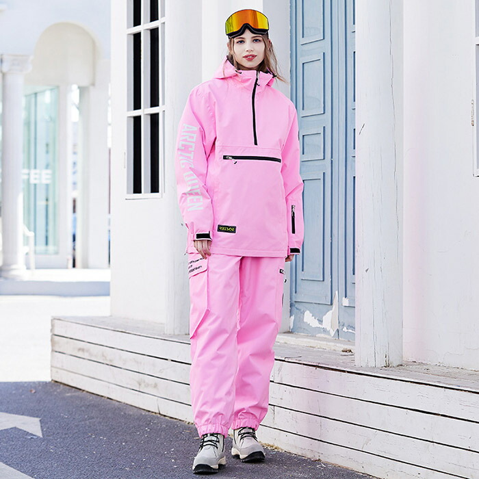 ROXY スノボウェア 上下セット M ロゴ 総柄 カラフル ピンク