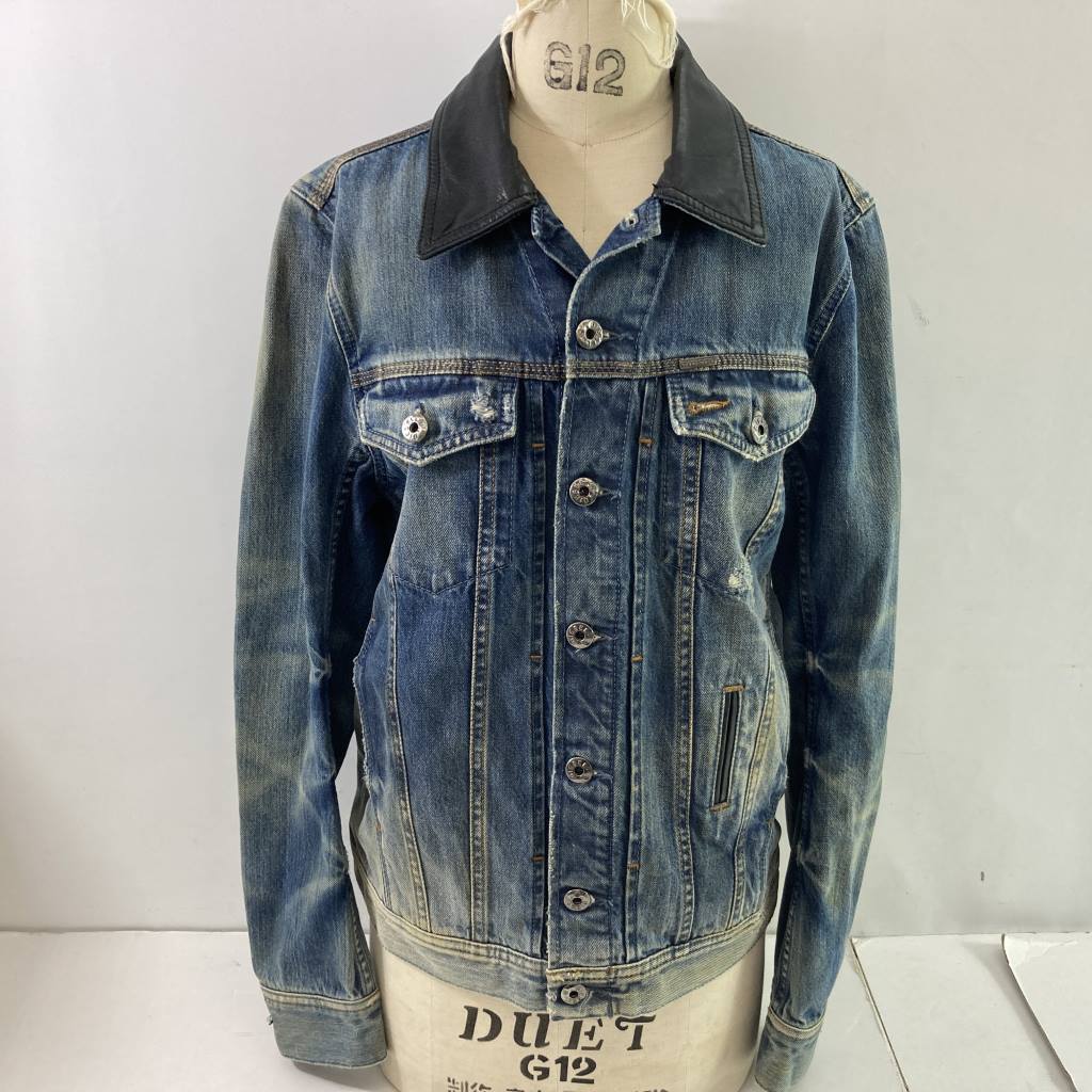 楽天市場】【中古】DIESEL デニム ジャケット Gジャン 襟レザー 牛革