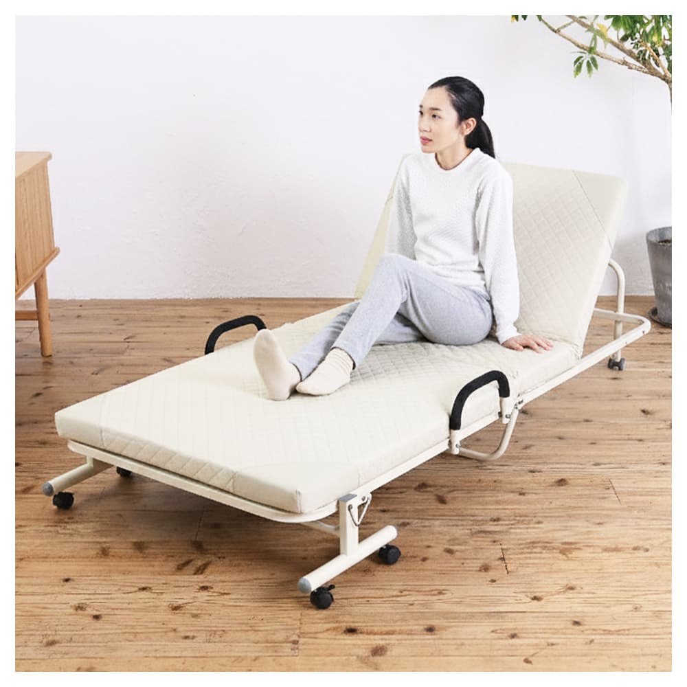 楽天市場】折りたたみベッド シングル 14段階リクライニング