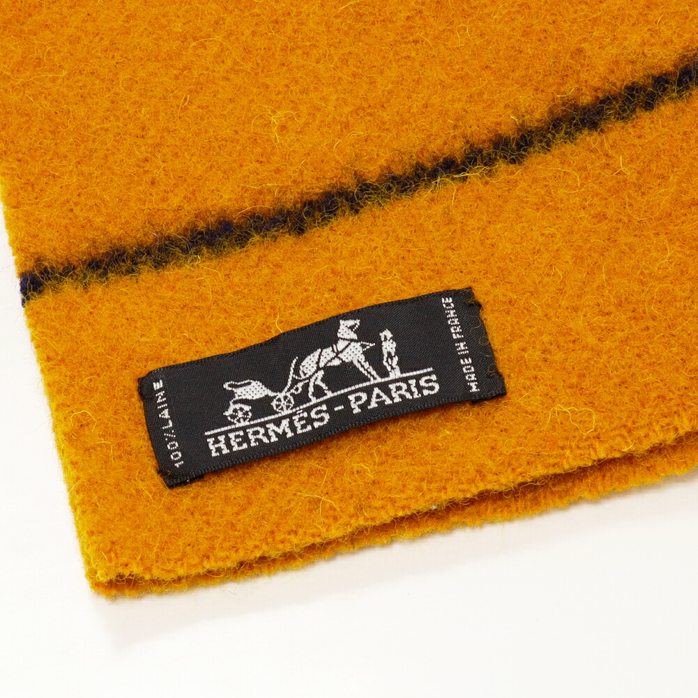 楽天市場】エルメス マフラー ロカバール ウール100% イエローxブルーx