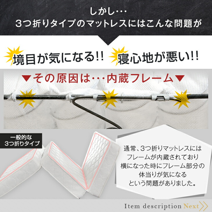 楽天市場】男のボンネルコイルマットレス 三つ折り 高反発スプリング