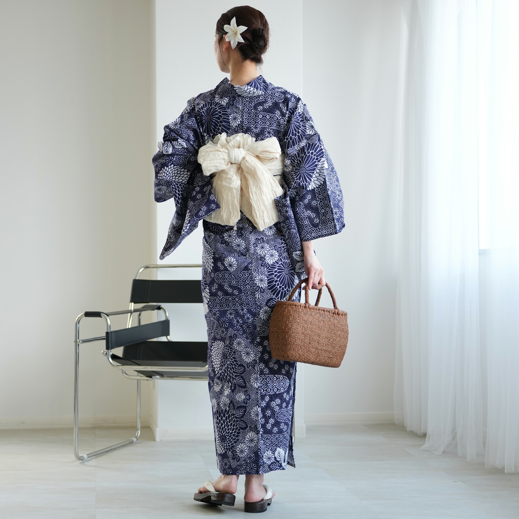 楽天市場】【utatane×注染工房 日本製小幅生地使用 浴衣3点セット 藍色