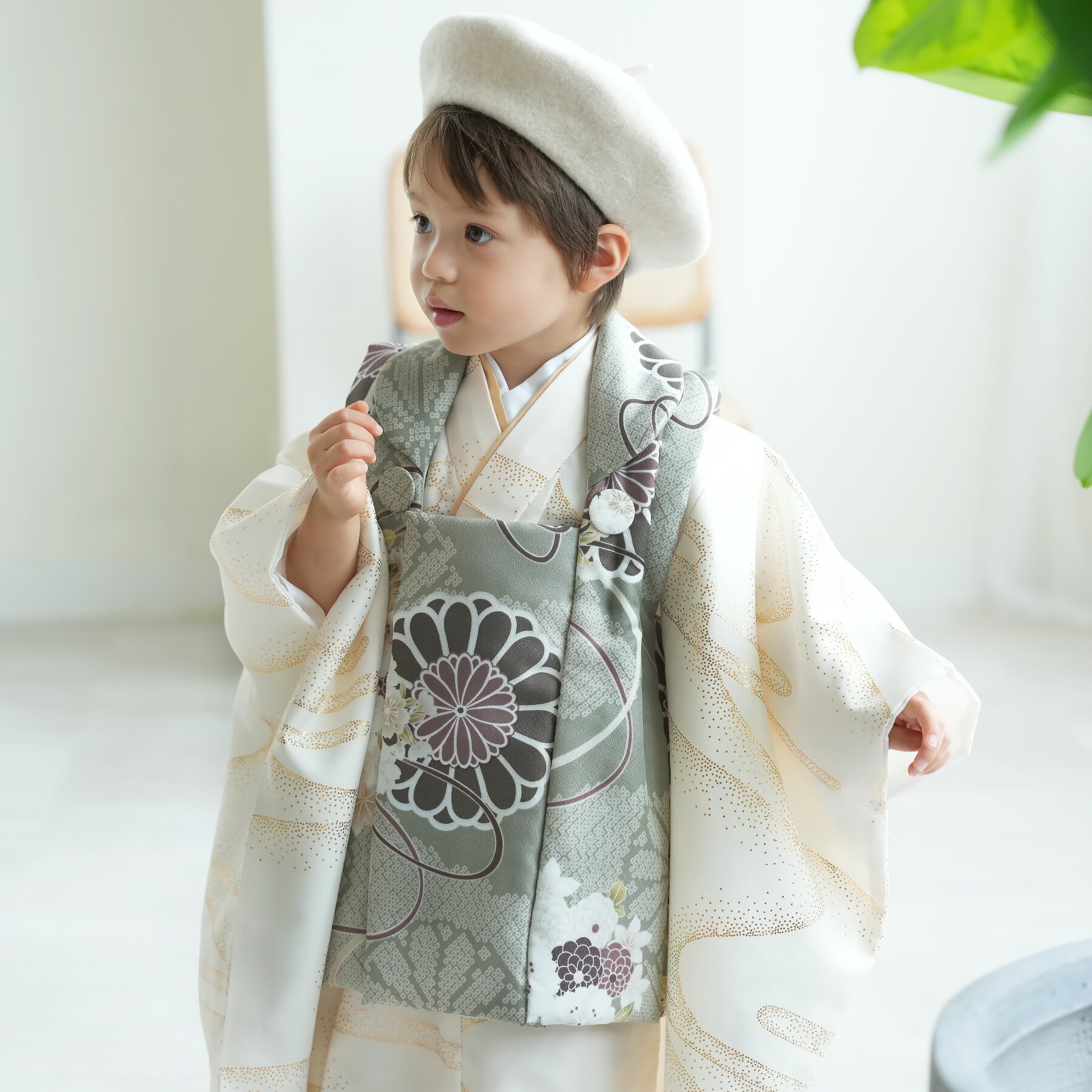 【N】utataneひよこ商店　七五三 3歳 着物 フルセット 男の子 utatane｜ひよこ商店 七五三 3歳 被布コート 着物 セット 男の子 三歳