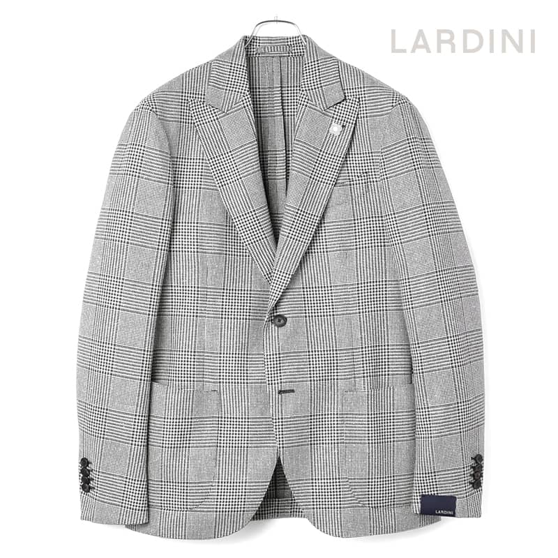 LARDINI グレージャケット ツイード調 グレー フランネル 48