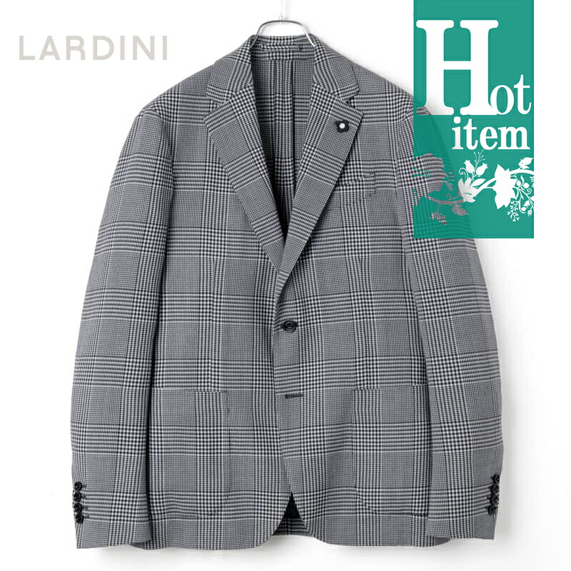 LARDINI グレージャケット ツイード調 グレー フランネル 48
