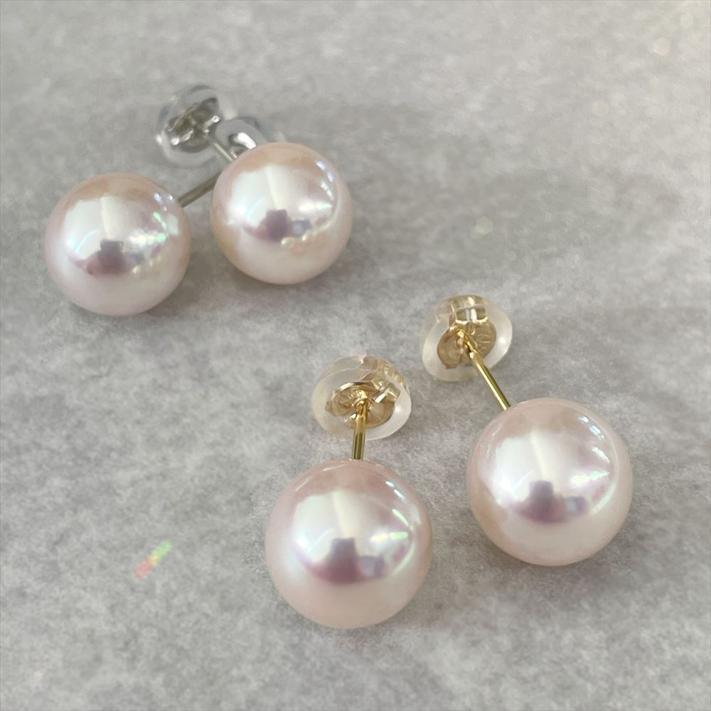 楽天市場】【花珠級のテリ】あこや真珠 パールピアス 8.5-9.0mm K18