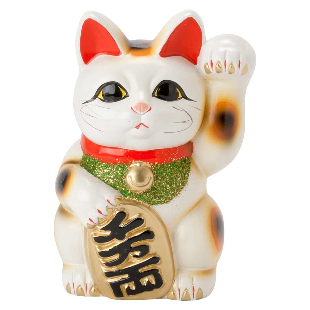 楽天市場】常滑焼 招き猫 5号小判白猫貯金箱 左手上げ (143-63-86